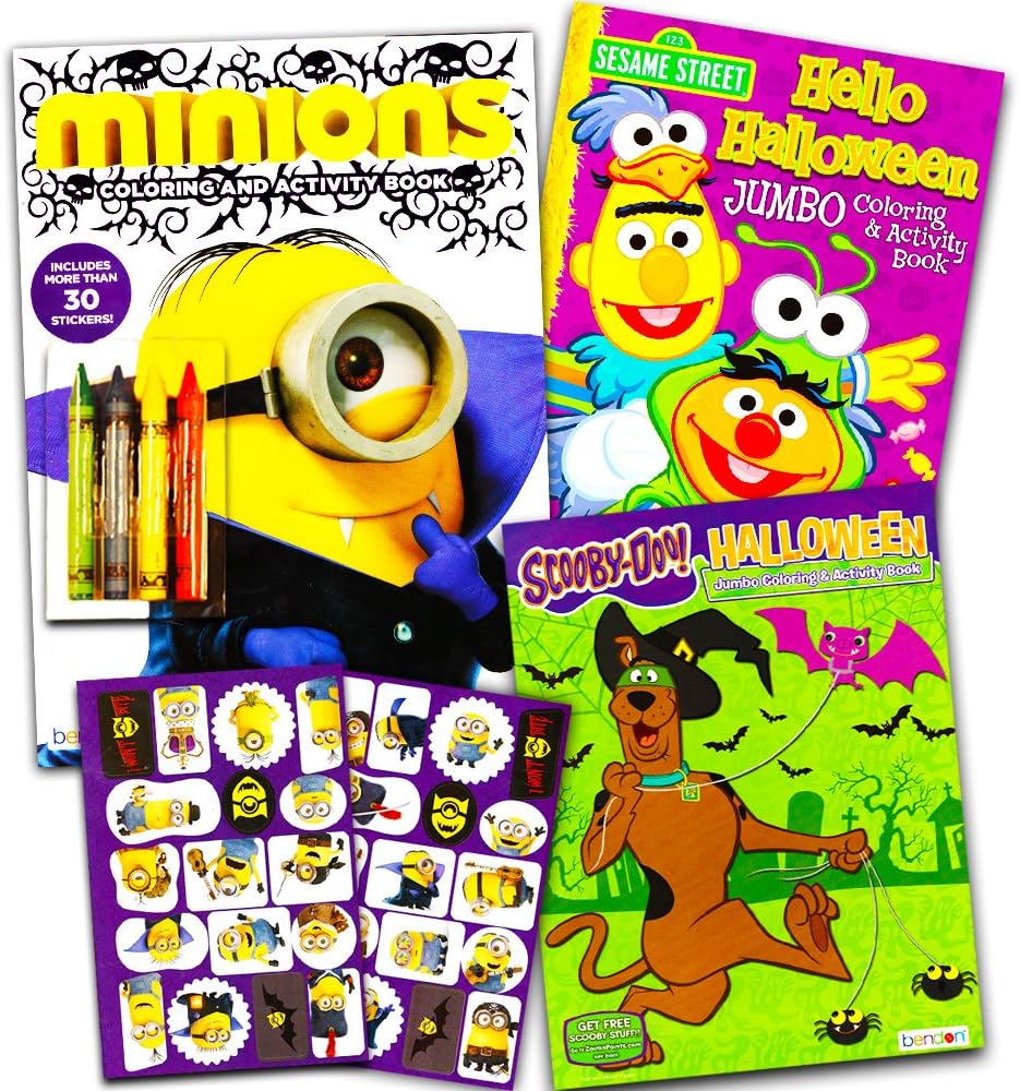 Halloween Coloring Books Super Set for Kids Toddlers -- 3 Halloween Coloring and Activity Books with Crayons and Stickers