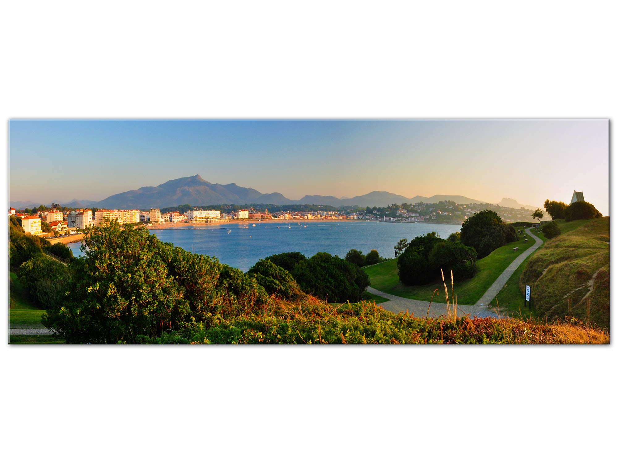 DECLINA Tableau panoramique imprimée Saint Jean DE Luz - Impression Photo Paysage sur toile décoration murale - Déco maison, cuisine, salon, chambre adulte - 120x50 cm