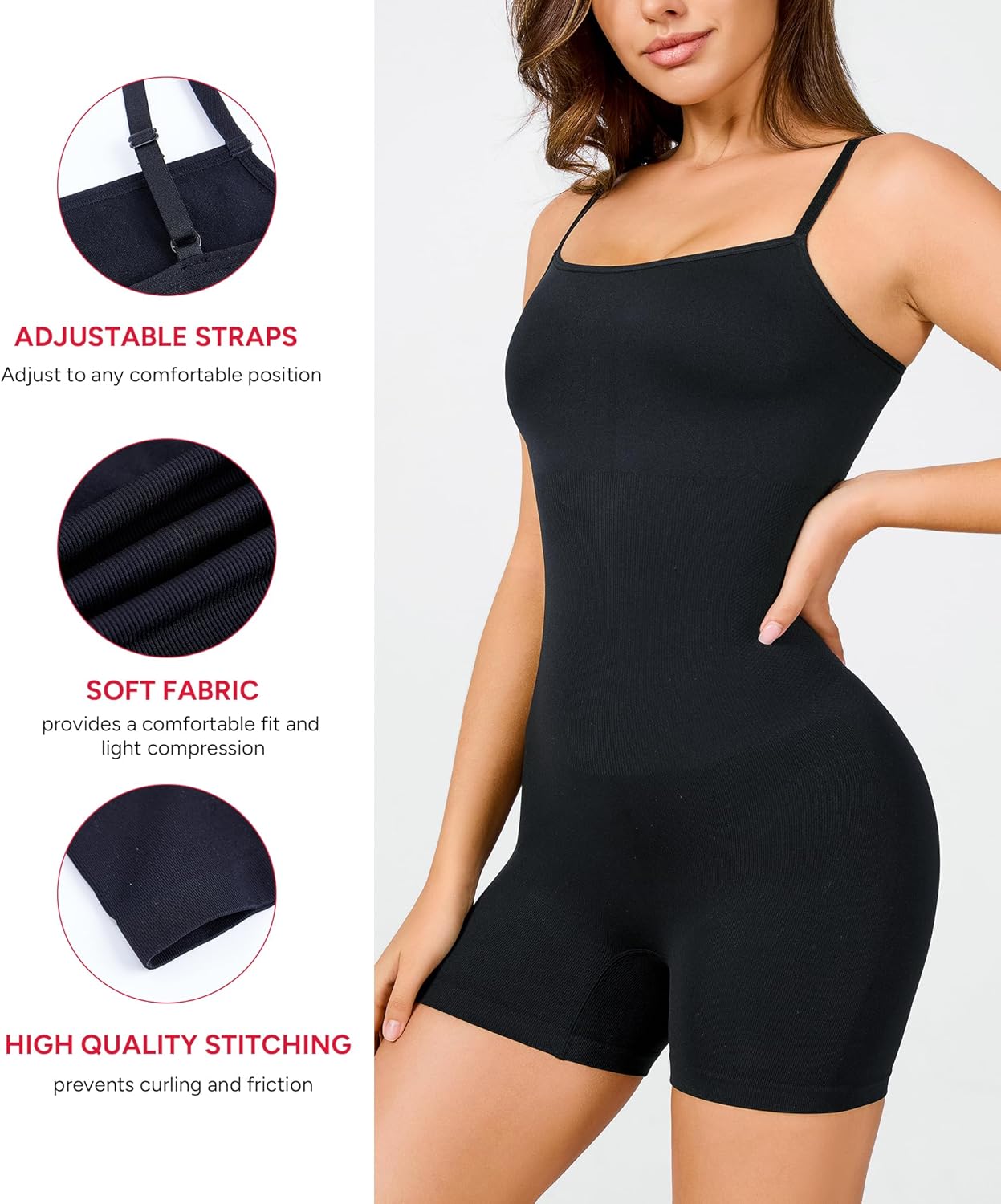 Nebility Shapewear Bodysuits for Women - Tummy Control Square Neck Bodysuit Seamless Full Body Shaper Going Out Top - Image 3
