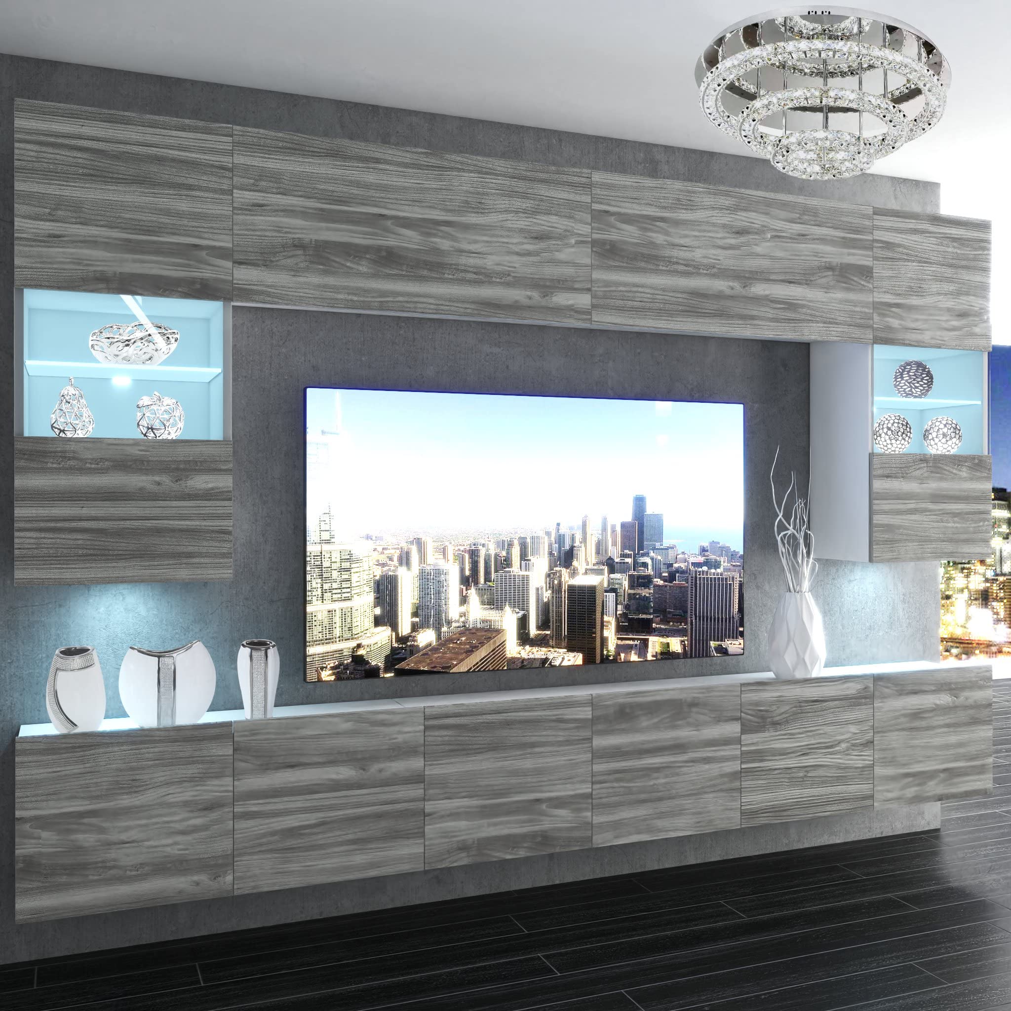 BELINI parete attrezzata NEX 1 con LED, legno, glamour