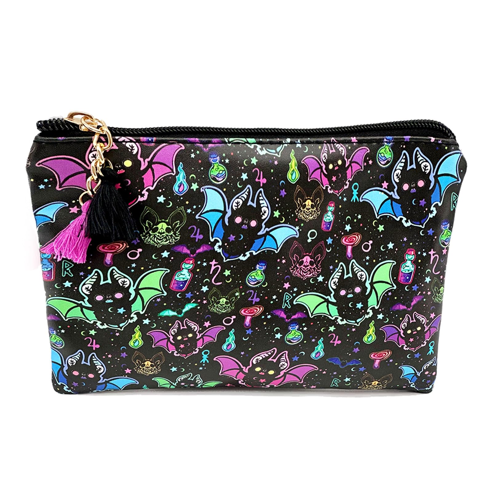 XDMXY Cute Small Cosmetic Bag Mini Makeup Bag for Women and Girls,PU Leather Small Travel Toiletry Bag Accessories Organizer with Zipper Tassel (