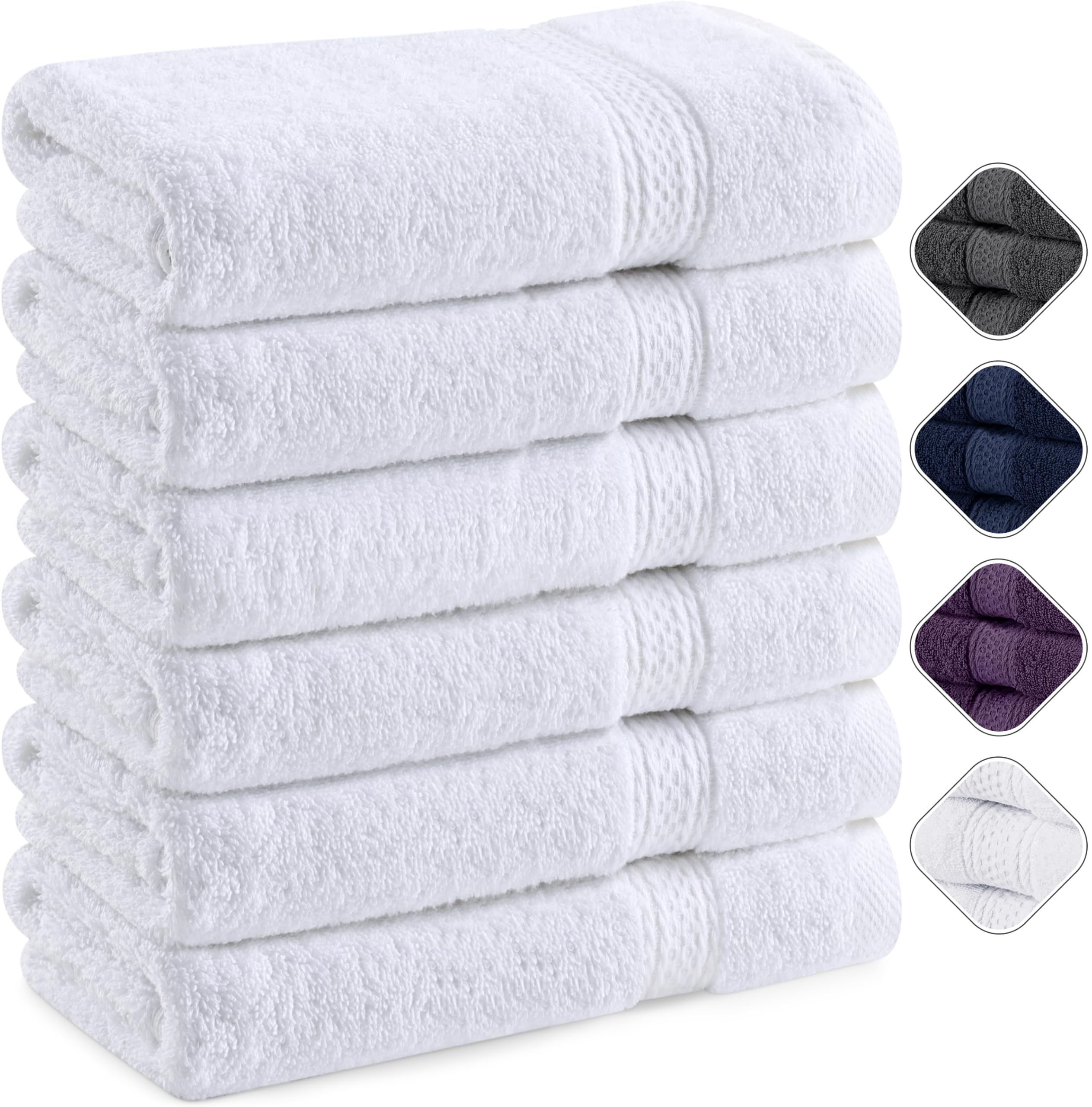 Utopia Towels - Zestaw 6 (50 x 100 cm), ręczniki kąpielowe, ręczniki toaletowe o wysokiej chłonności z haczykiem, 100% bawełna pierścień przędzalniczy z haczykiem (Biały)