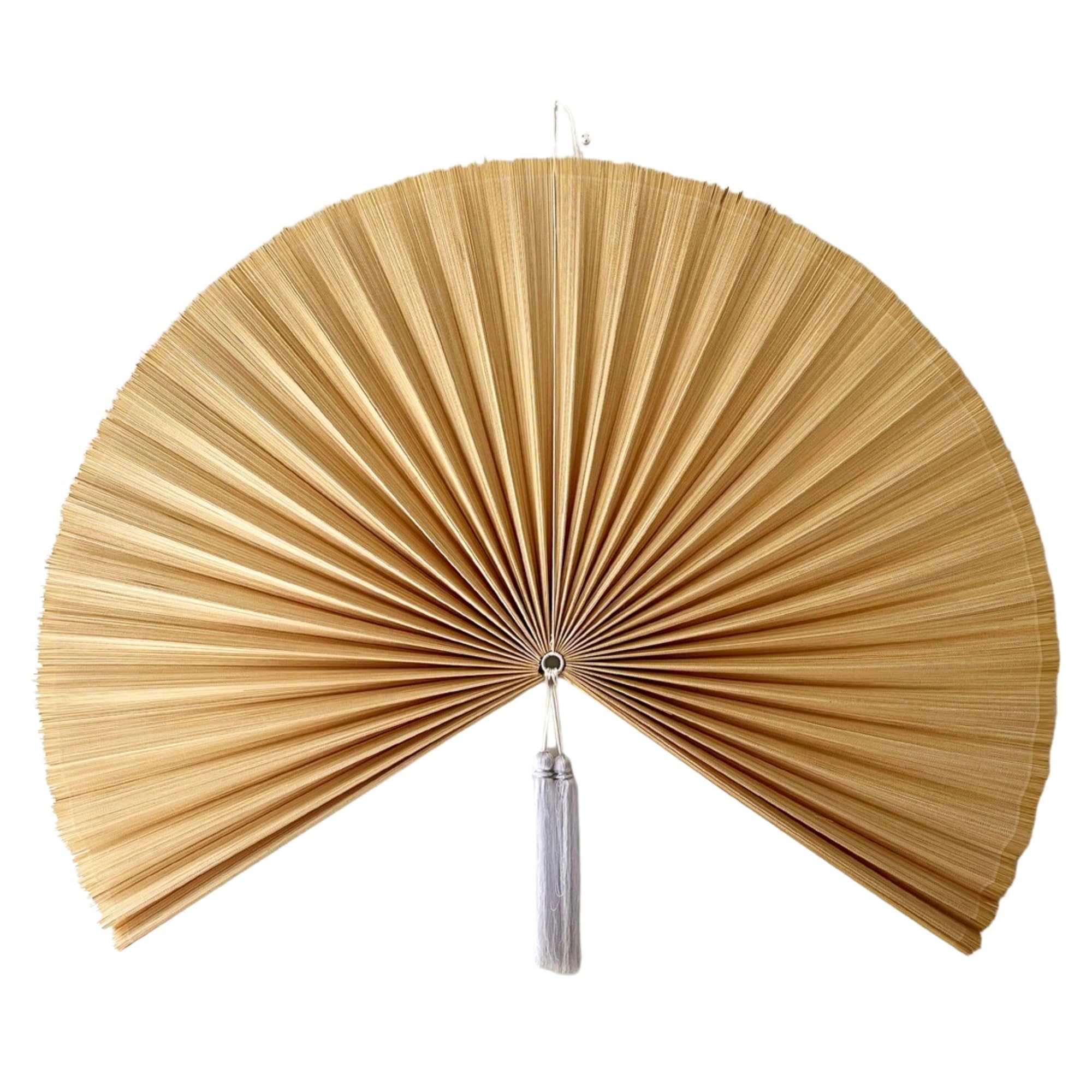 Fan Wall Decor, Japanese Giant Fan, Large Bamboo Fan Wall Art For Boho Hanging Headboard, Decorative Folding Fans For Over Bed, Asia Trending (Ivory 40inch)
