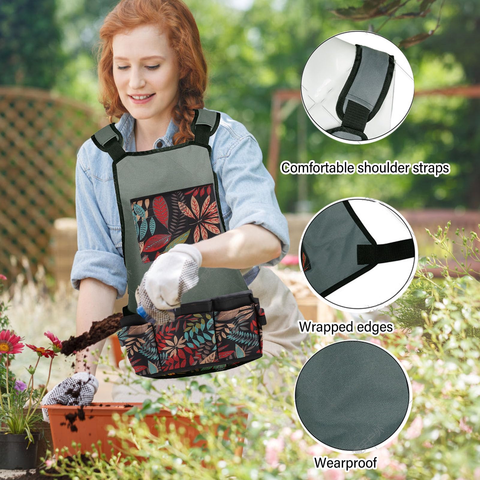 flexman Gardening Apron, Oxford Cloth Multi Pockets Washable Garden Apron for Pruning Branches, Garden, Lawn Care, Home Maintenance