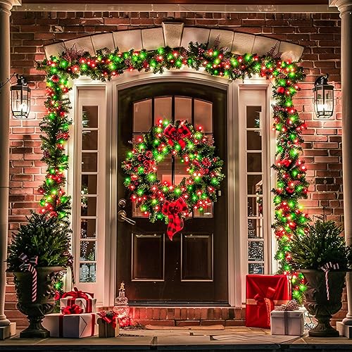 Miniatura 7 de JMEXSUSS 200 luces LED rojas y verdes de Halloween para exteriores, tira de luces de Navidad de 66 pies, cable transparente para interiores, enchufe