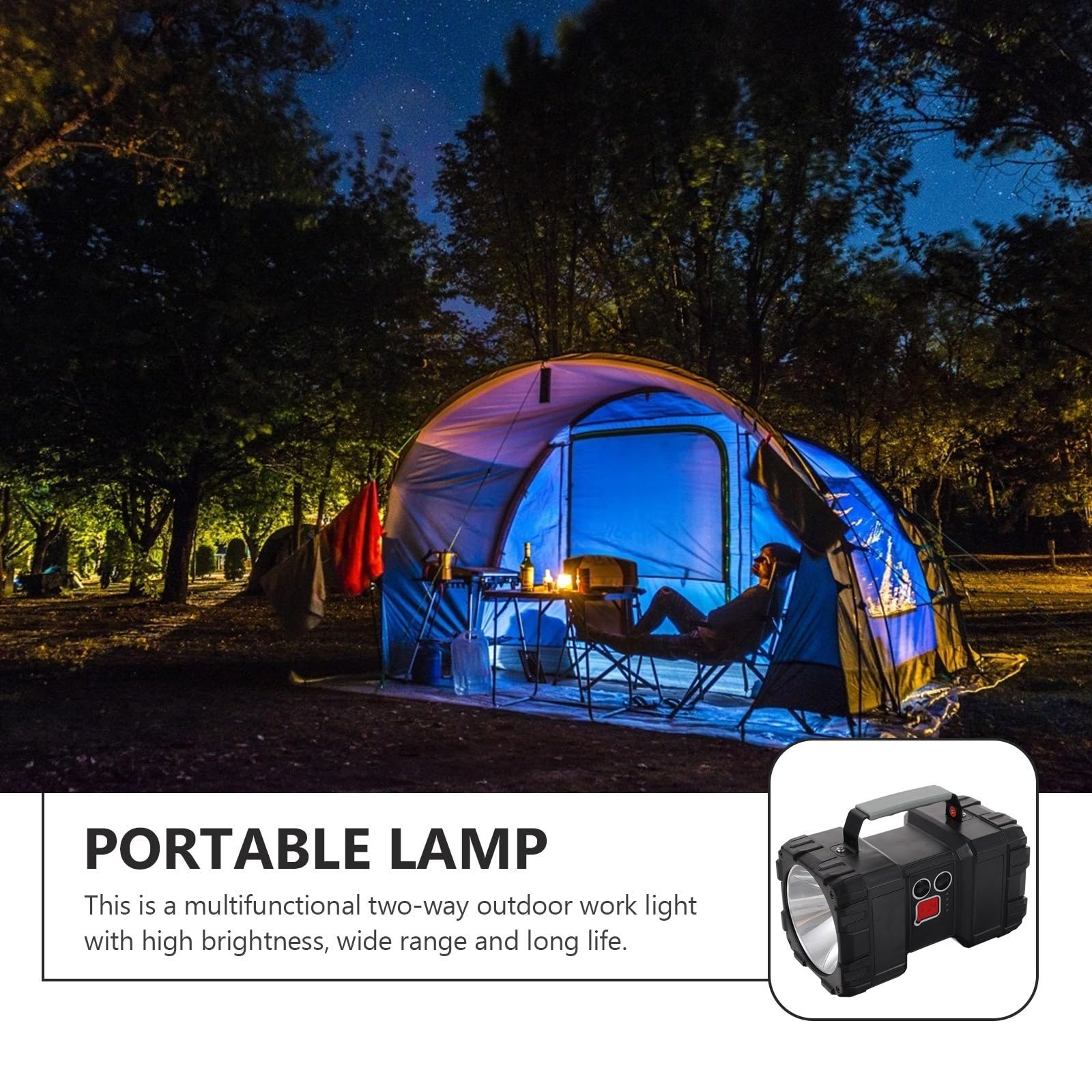 GALPADA Faretto Portatile Ricaricabile LED Alta Potenza Display Batteria e 3 Modalità Luce per Uso Esterno Ipx4 in Abs, Torcia Potente per Campeggio e Lavoro
