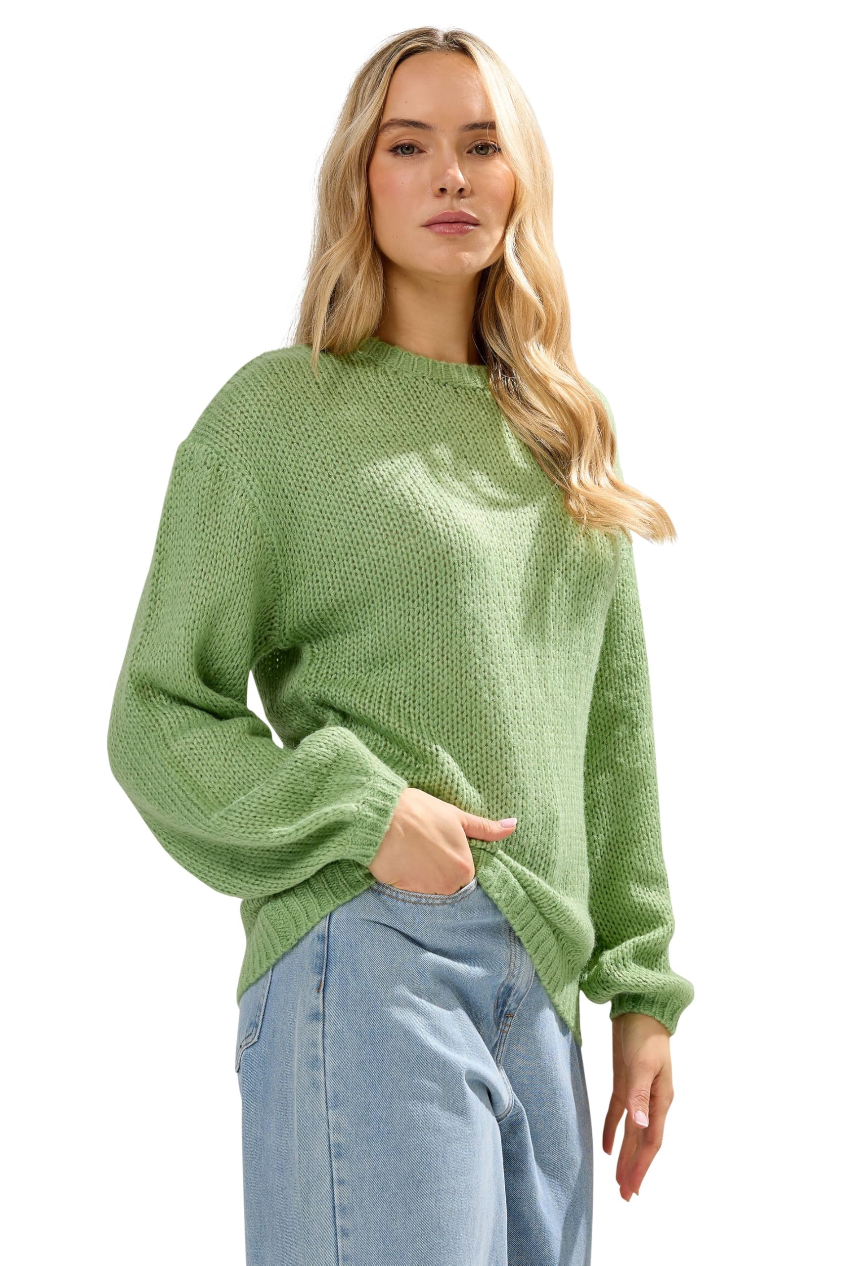 LTS Tall Women's Puff Sleeve Jumper Green