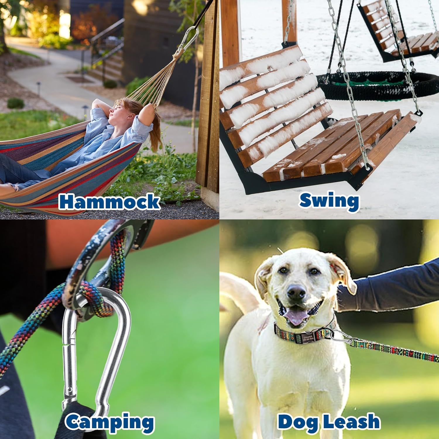 DAJAVE 100 Pack Carabiner Clips 2 Inch Stainless Steel Spring Snap Hook, M5 Spring Snap Hook Quick Link Key Chain for Swing Hammock Gym Outdoor - Image 7