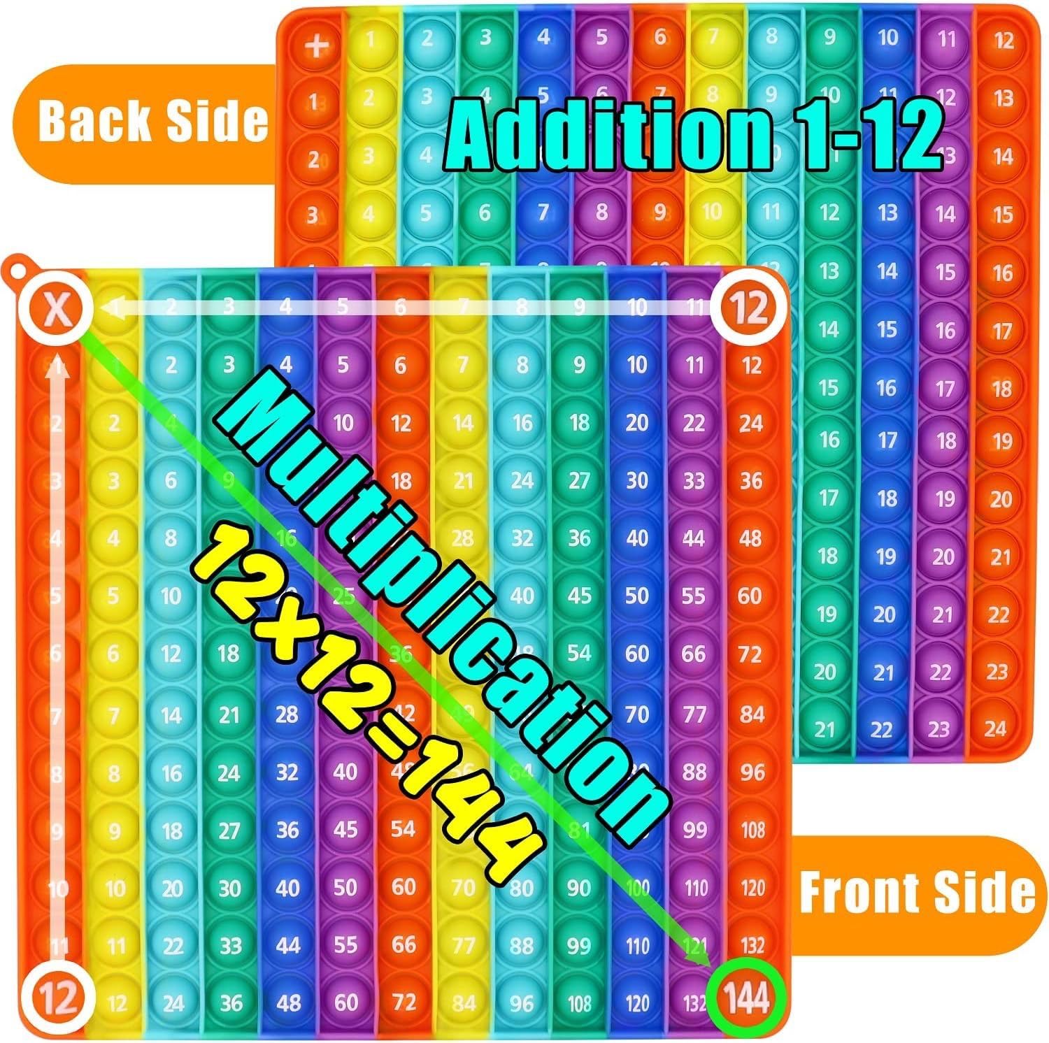 Times Tables Toy, Multiplication Tables Math Toy for Kids Double-Sided Number Board Game Push Bubble Sensory Fidgets Toys - Image 2