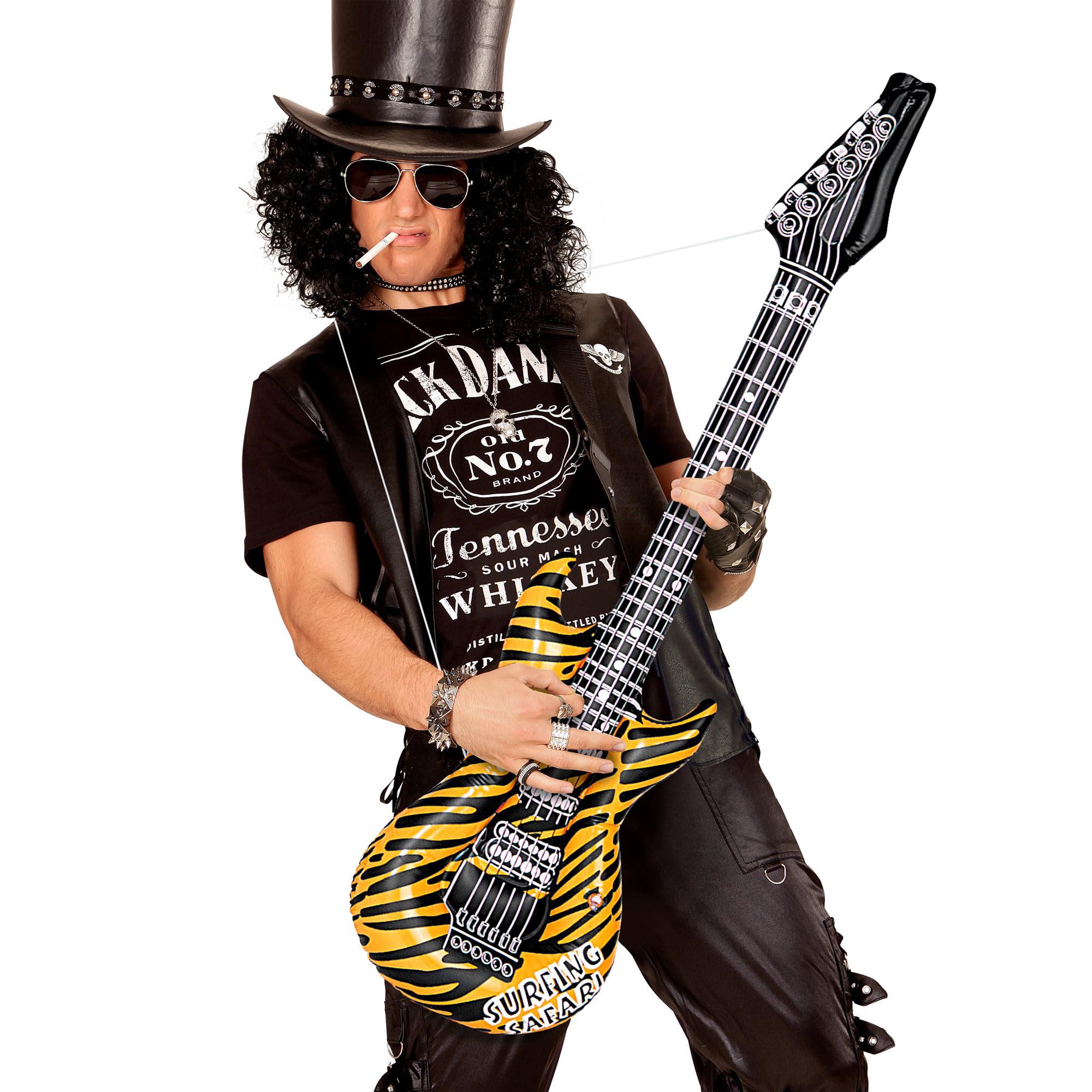 W WIDMANN MILANO Party Fashion - Aufblasbare Gitarre, Kostüm Accessoire mit Trageband, Luftgitarre, Instrument für Karneval - 4