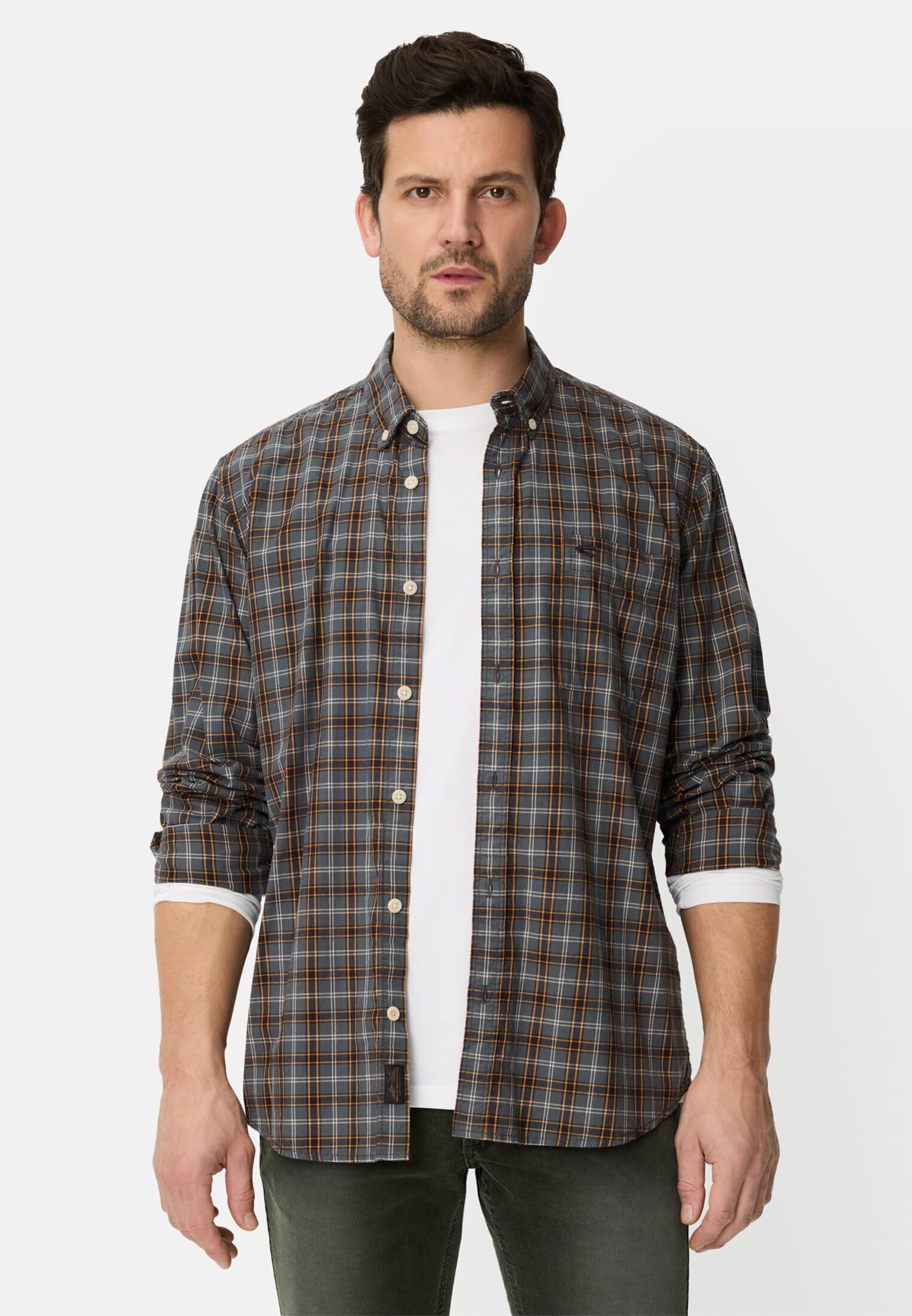 camel active Herren Langarm Hemd aus Reiner Baumwolle