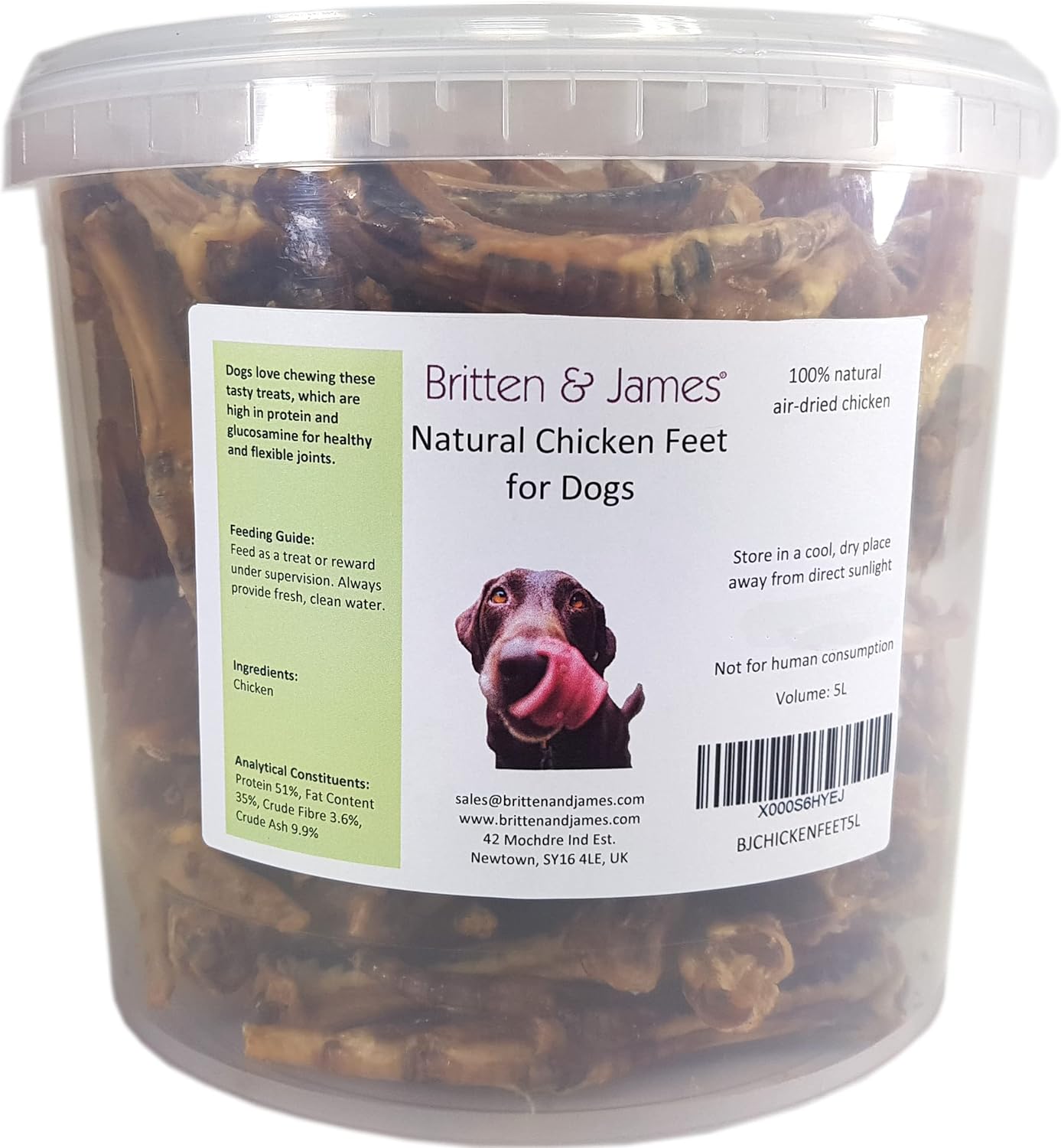 Britten & James Natural Dried Chicken Feet for Dogs (1kg in a