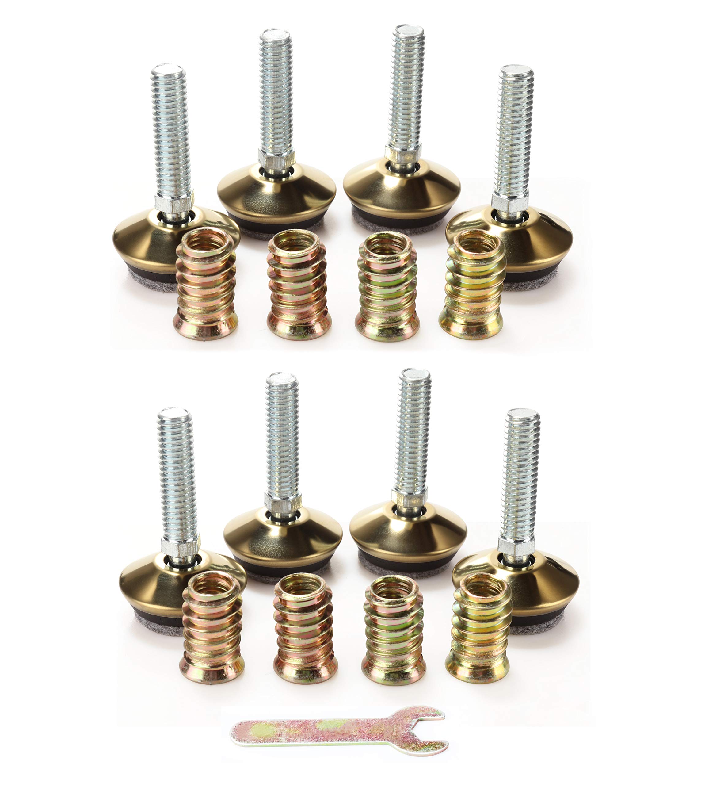 Swivel Furniture Levelers - Glide regolabile per tablet - Fully Threaded regolabile altezza 0,9" fino a 1,28"-1,35" Dia. Base, 3/8"-16 Thread (C-8PK)