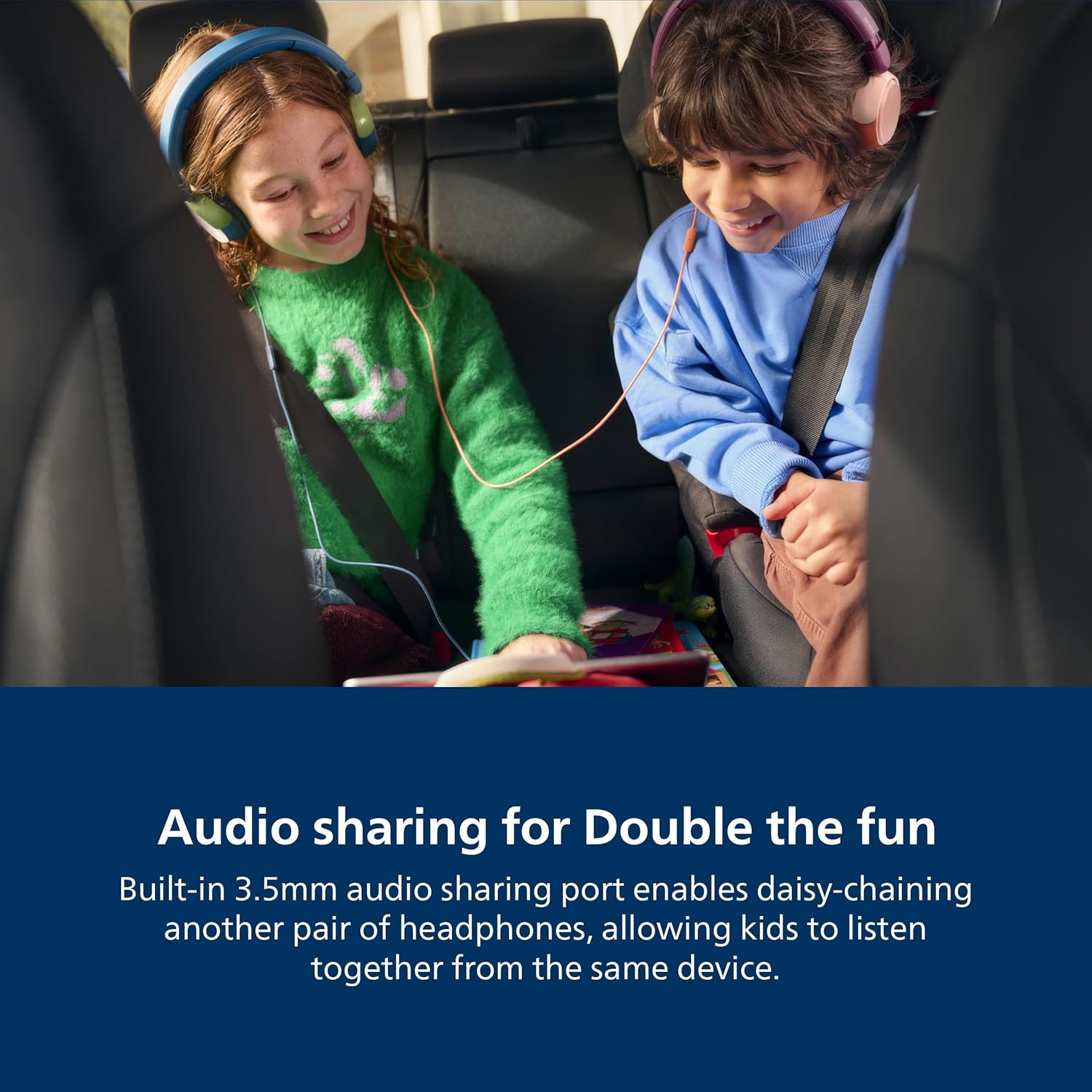 Philips TAK2000MP 2000 Series On Ear Wired Kids Foldable Headphones - Volume Limited, Audio Sharing, 3.5mm and USB-C Cable Included - Magenta Purple