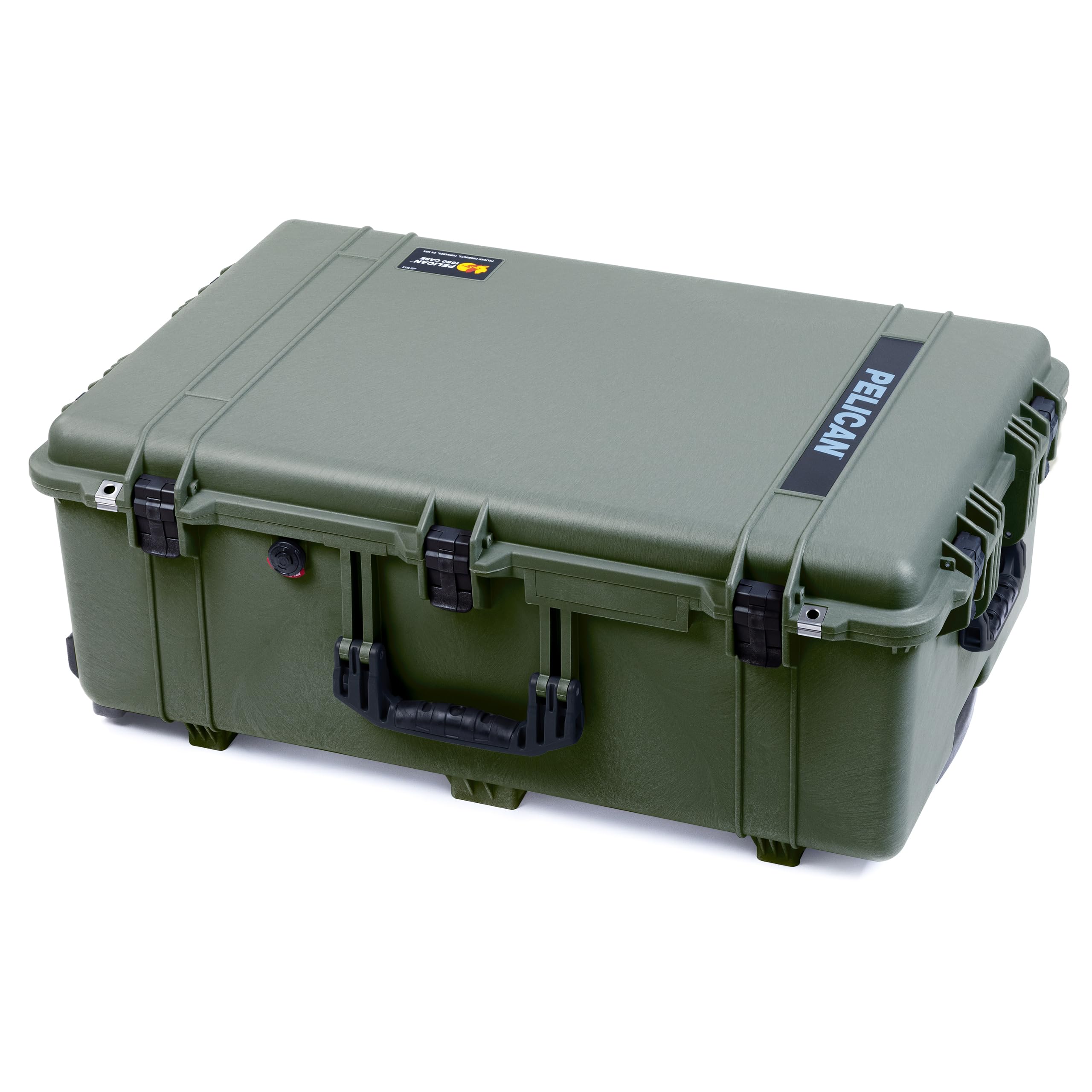 ColorCase Pelican 1650 Case OD Green - Large Sized Waterproof Rolling Case with Grey Padded Dividers & Mesh Lid Organizer - Black Handles & Latches