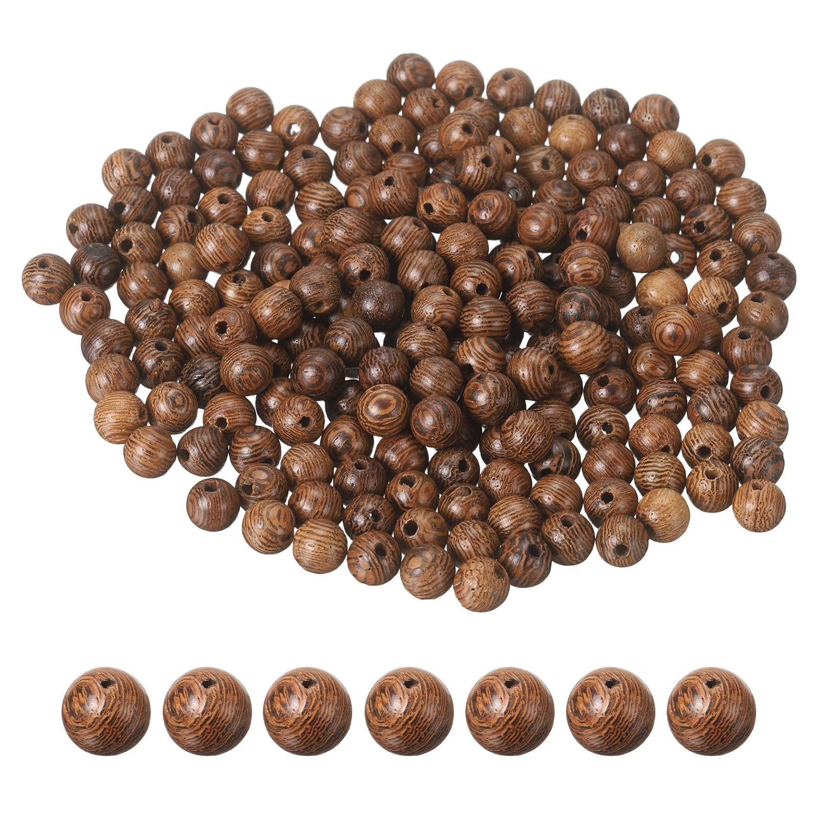 sourcing map 200pcs Round Wooden Beads, 6mm Dia Small Wood Beads for DIY Crafts, Bracelet, Wristlet, Necklace, Jewelry Making, Khaki Brown
