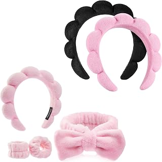 Spa Headbands for Washing Face or Facial, Set of 2 Skincare Headbands,Spa Headband and Wristband Set - Headband for Washing Face,Facial Mask,Makeup and Skin Care,Gifts for Women and Teen Girl Gifts