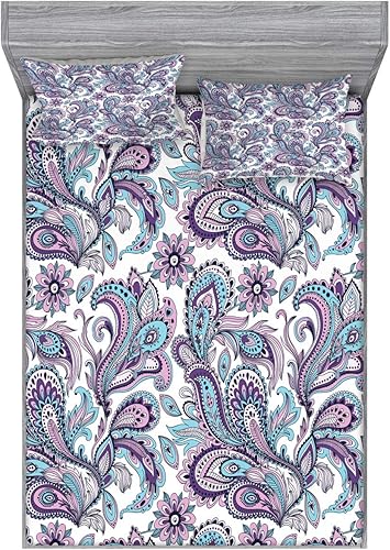 Miniatura 37 de Ambesonne Juego de sábanas bajeras y fundas de almohada, deliciosos tacos con verduras, cocina folclórica, ingredientes de recetas de comida Beige