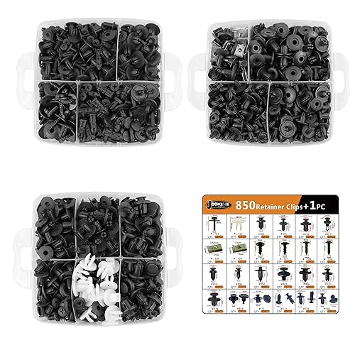 Miniatura 4 de Clips de retención de automóvil, clips para el cuerpo, remaches de plástico automotriz, 851 piezas, tornillo de metal, juego de pasadores de empuje,