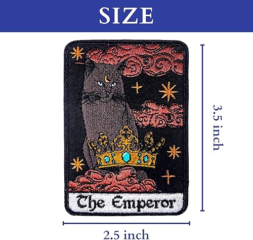 Miniatura 6 de Obokata Parches para planchar con el Tarot The Empire Sew On Patch, gato negro con apliques de mito de corona, parche bordado para chaquetas, ropa,