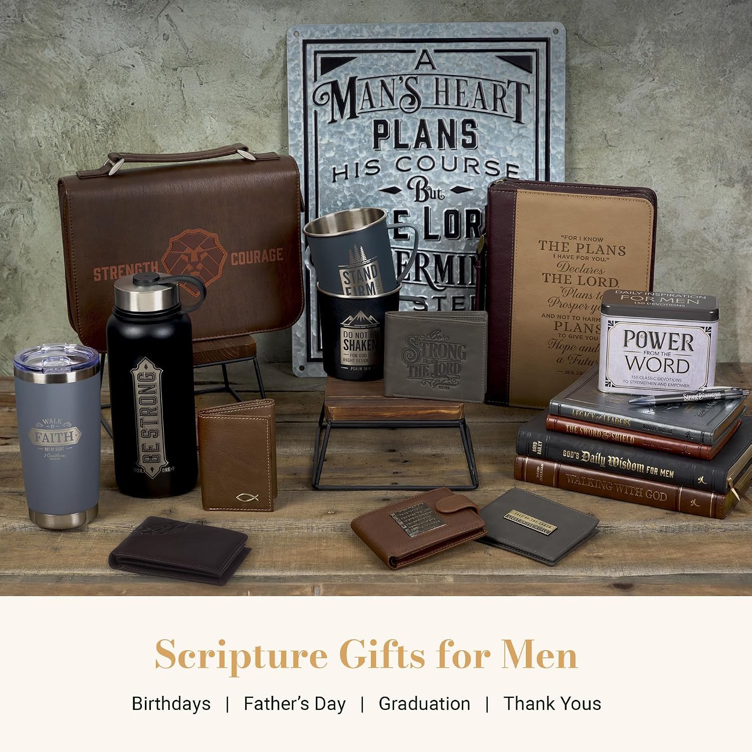 Christian Art Gifts Genuine Full Grain Leather RFID Blocking Scripture Wallets for Men, Bifold & Trifold Designs, Many Slots for Credit Cards, ID, Cash, Photos, Emblems or Debossed, Multiple Colors