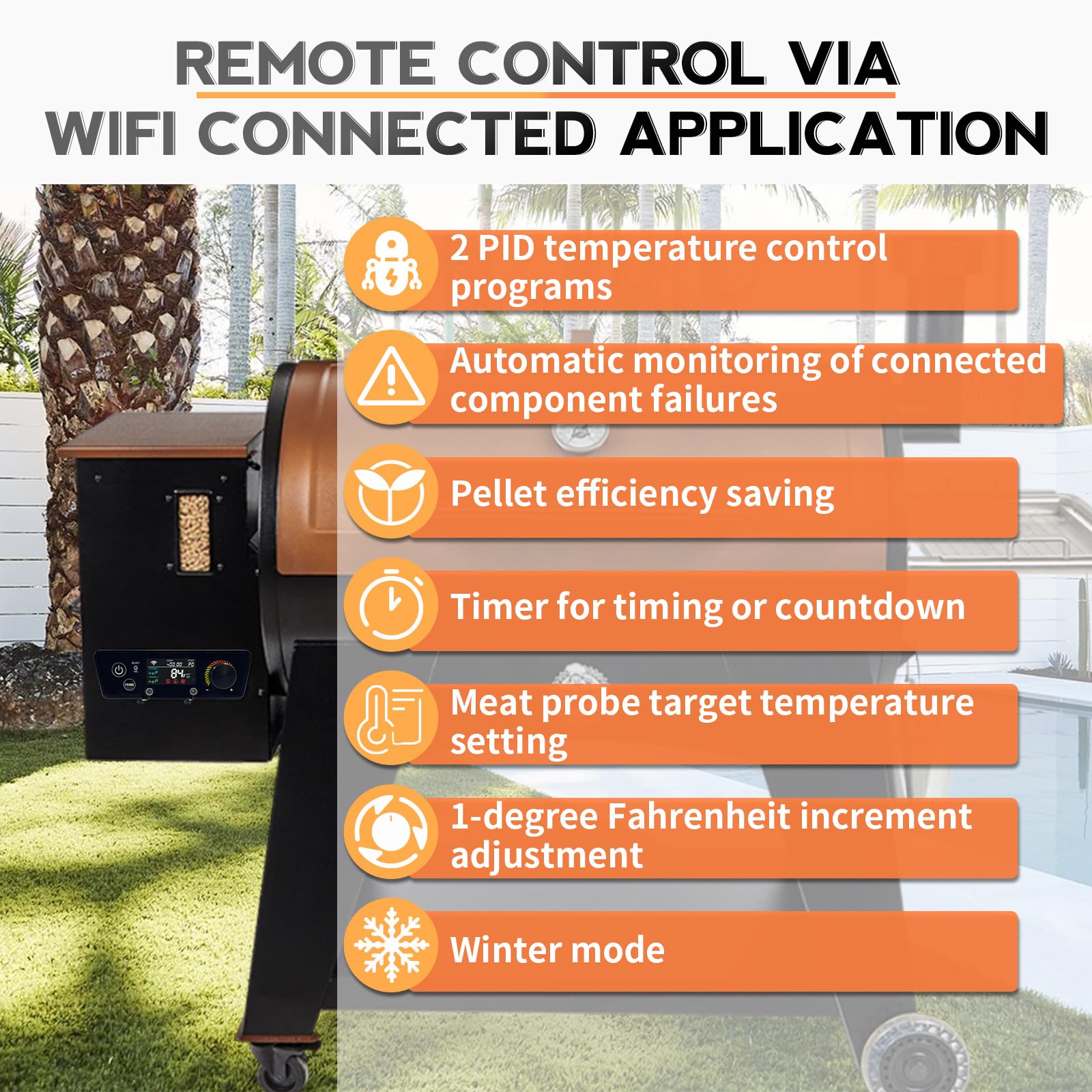 Ulepszona płytka kontrolna PID WiFi z inteligentną aplikacją do grilla na pellet drzewny Pit Boss Lexington 540 / Classic 700/Austin XL 1000/440FB1 modele matowa czerń
