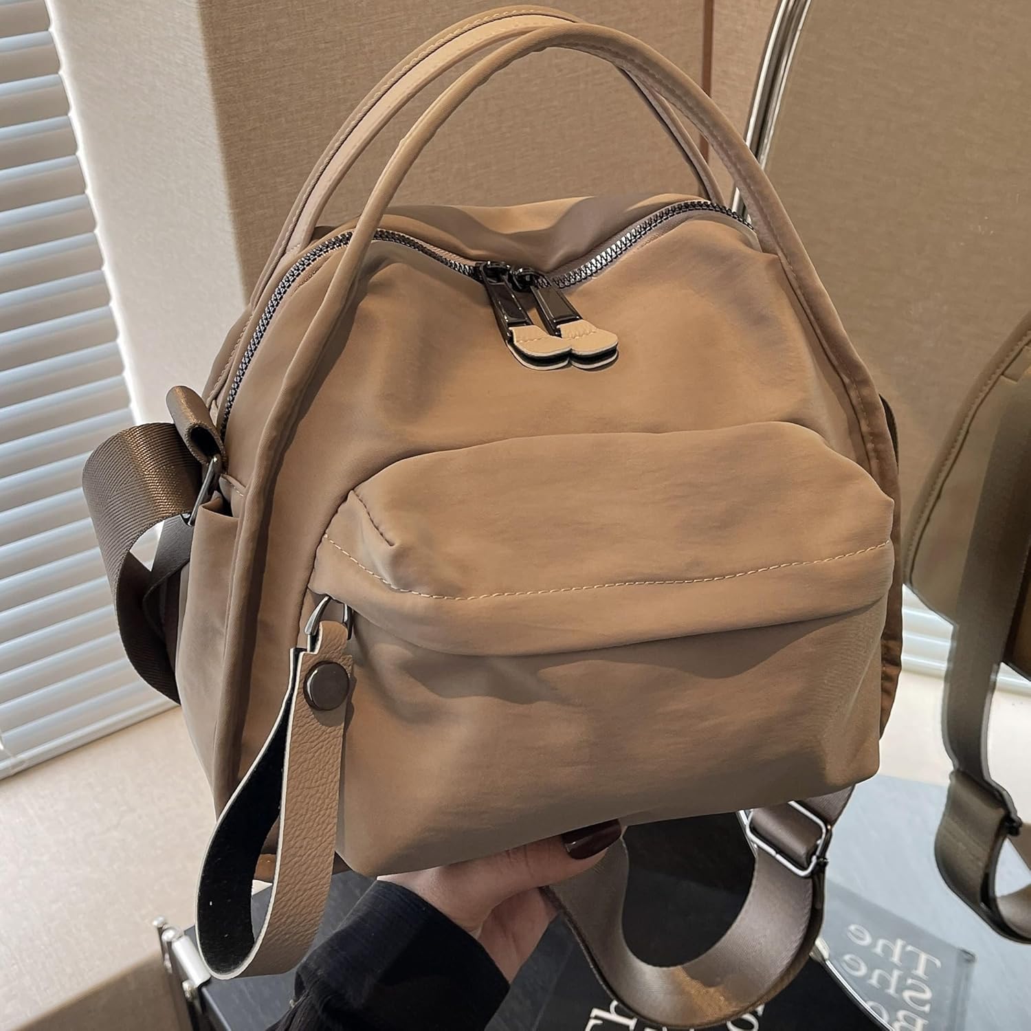 Nylon Crossbody Bags for Women Trendy Shoulder Hobo Purse Front Pocket Handbag Top Handle Satchel Bag - Image 3