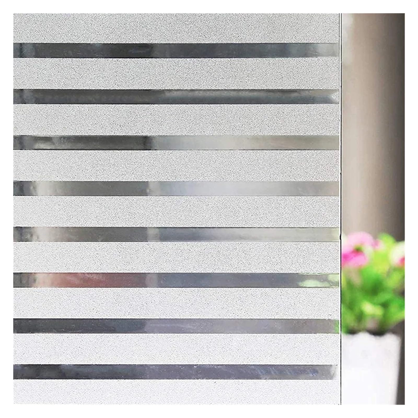 Window Film Privacy Frosted Window Film Privacy Sticker Non Adhesive Removable Static Cling Striped Pattern(55x100cm)