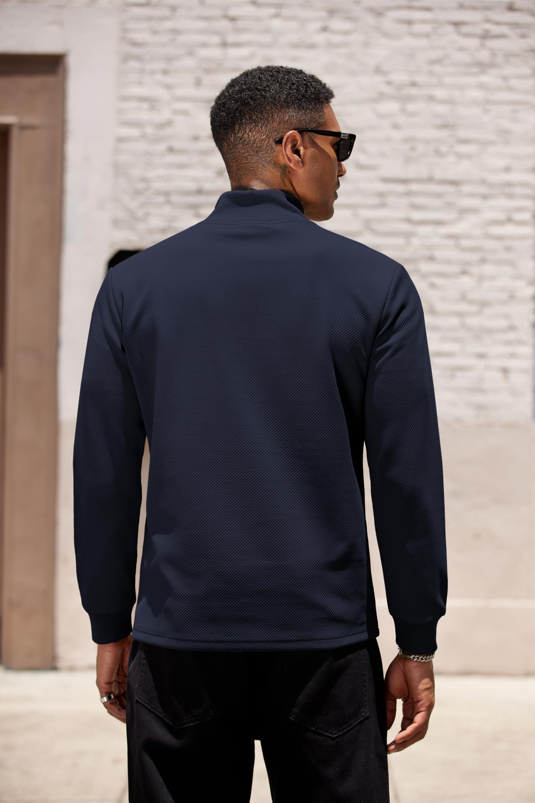 COOFANDY Felpa Uomo Senza Cappuccio Sweatshirt Mezza Zip Collo Semi Alto Classico Sportivo Pullover Casual Regular Fit
