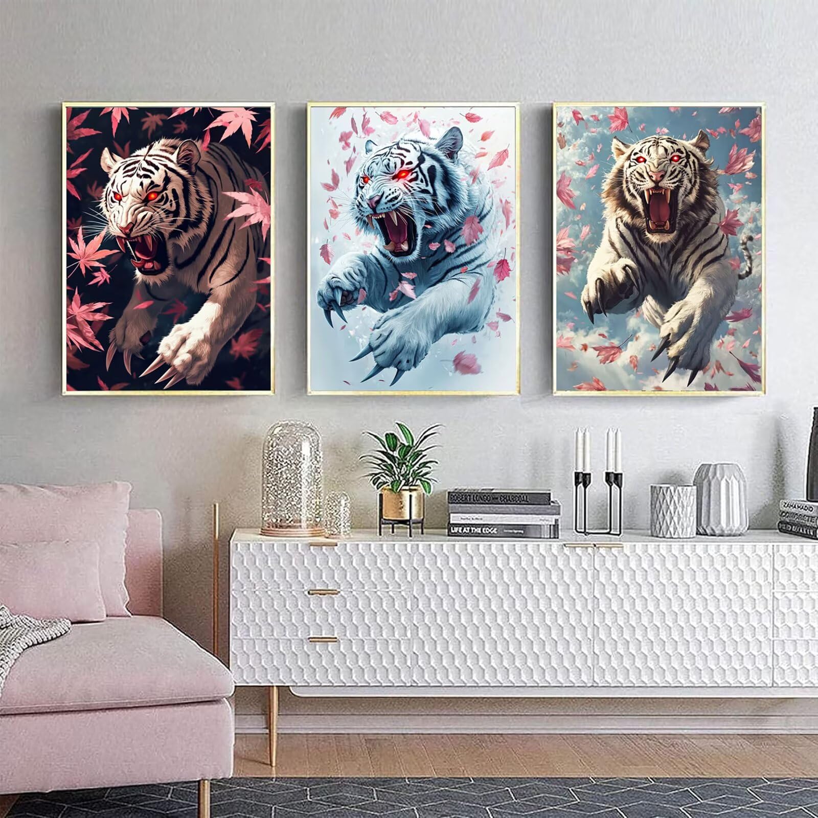 Cnyaunfi 3 Pezzi Animali Pittura Diamante Fai-Da-Te 5D Blu Diamond Painting Kit Completo per Hobby Creativi Adulti, Pittura Diamante Artigianale Per La Decorazione Della Parete Di Casa 50x70cm YF-3368