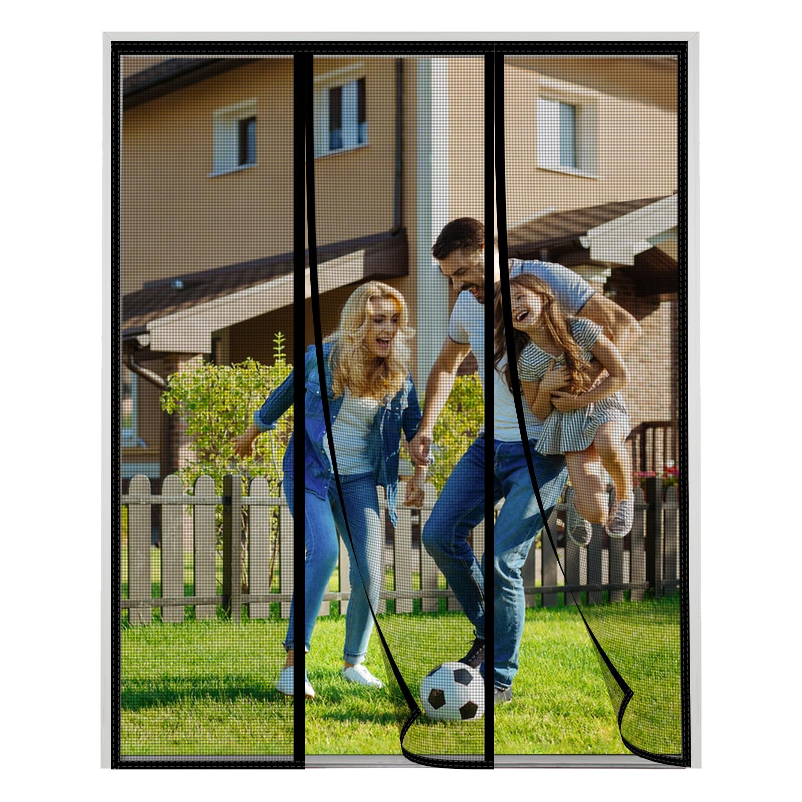 XDMYGTT Magnetic Fly Screen Door, Double Opening Fly Screens for Doors, Magnetic Curtain Mosquito Protection Double Door, Keep Fly Bug Out, Black, 270x210cm — image 1