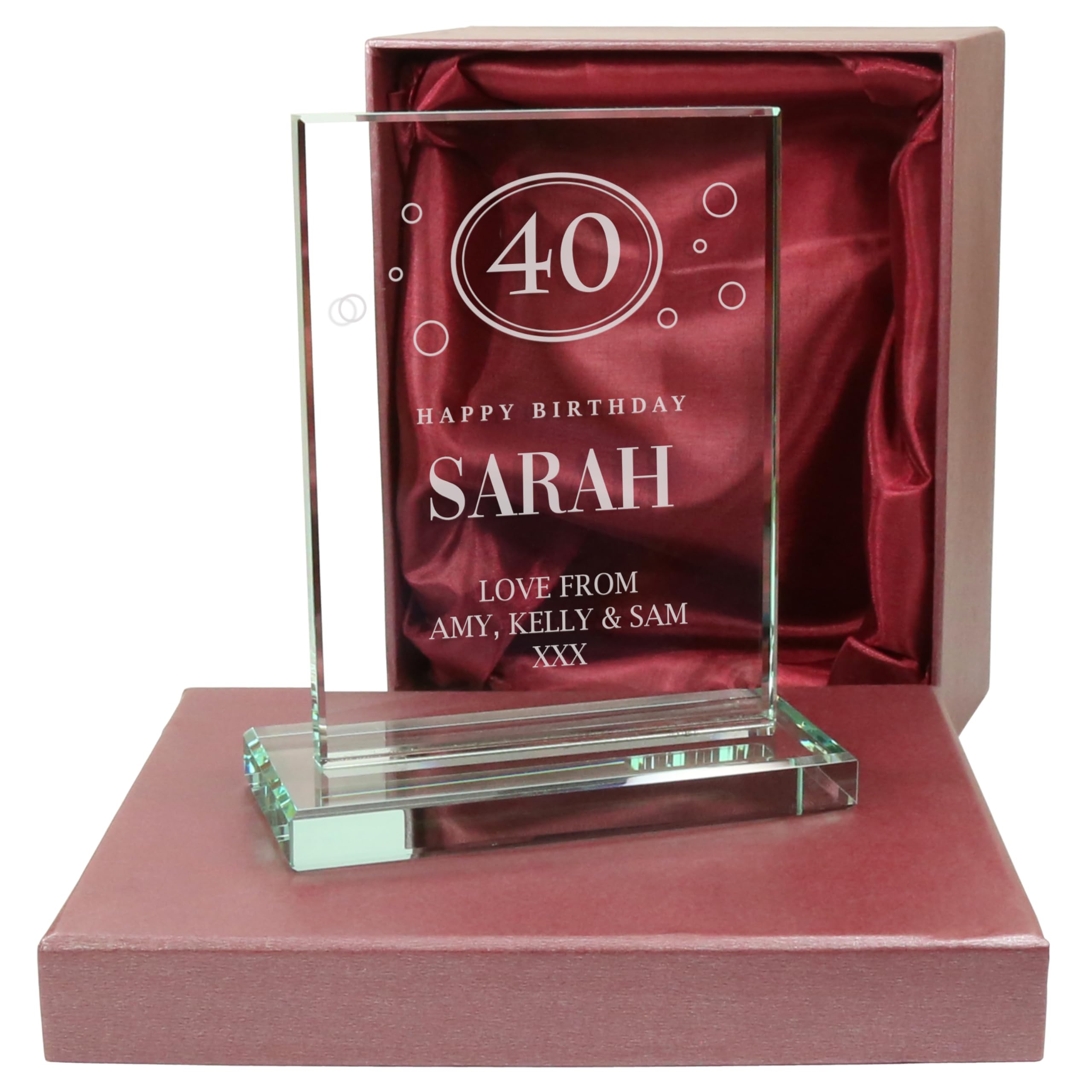 De Walden 40th Birthday Boy or Girl Personalised Presentation Glass Keepsake Plaque Fortieth Birthday Gift