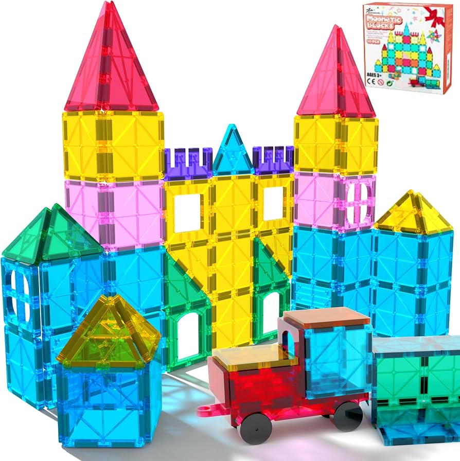 Amazon.com: Jasonwell 65pcs Magnetic Tiles Building Blocks Set for