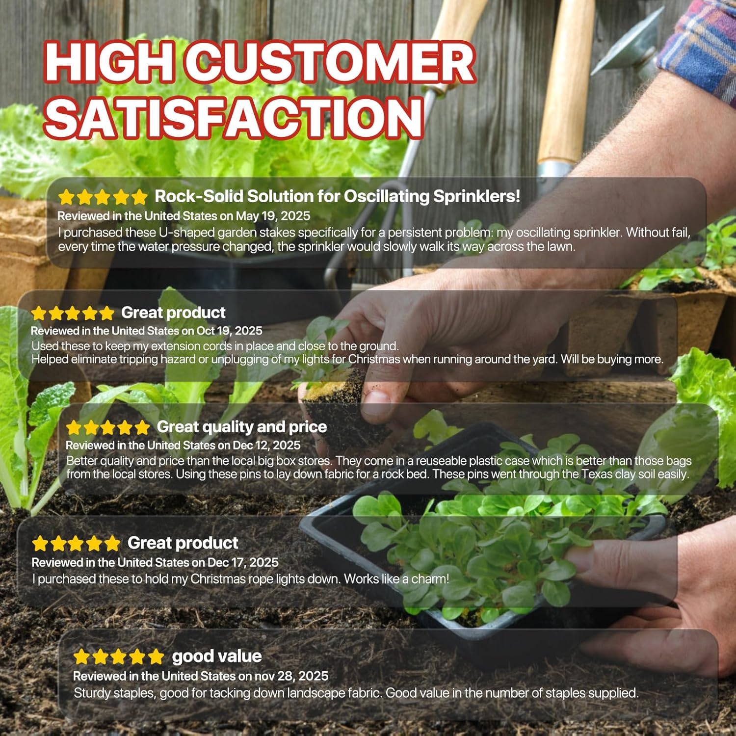 Landscape Staples 8 Inch Garden Stakes 100pack Galvanized Ground Anti-Rust Landscape Fabric Staples Garden Staples for Irrigation Tubing, Fence, Weed Barrier, Ground Cover