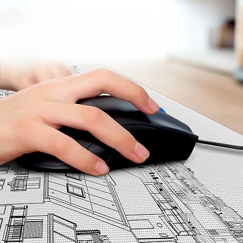 Miniatura 3 de Ambesonne Alfombrilla de mouse para computadora de París, diseño de arquitectura, ilustración de techos en París y impresión de la torre Eiffel,