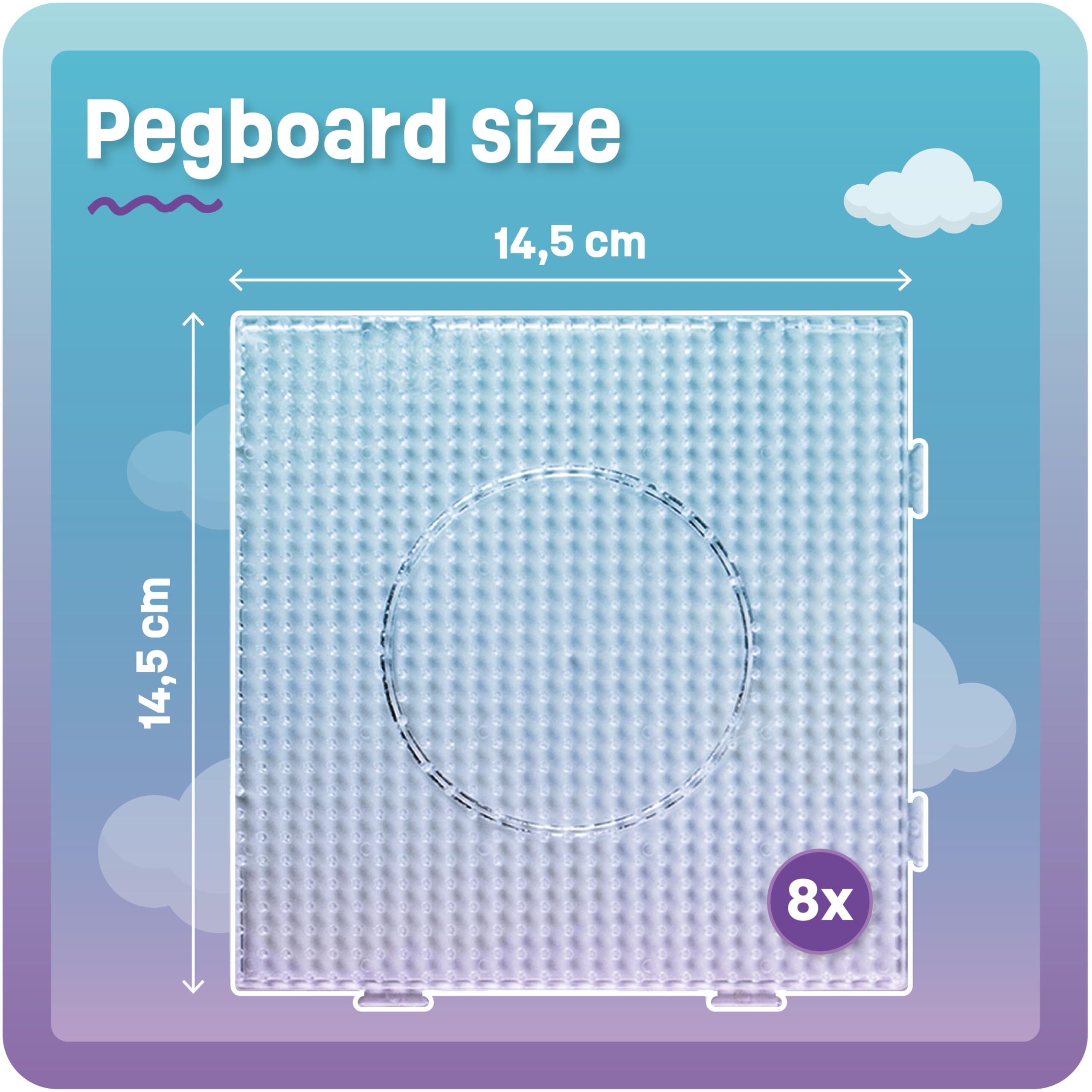 Smowo® 8 koralików do prasowania, płyty 5 mm, kwadratowe i przezroczyste, możliwość łączenia z płytkami na długopisy, 14,5 x 14,5 cm