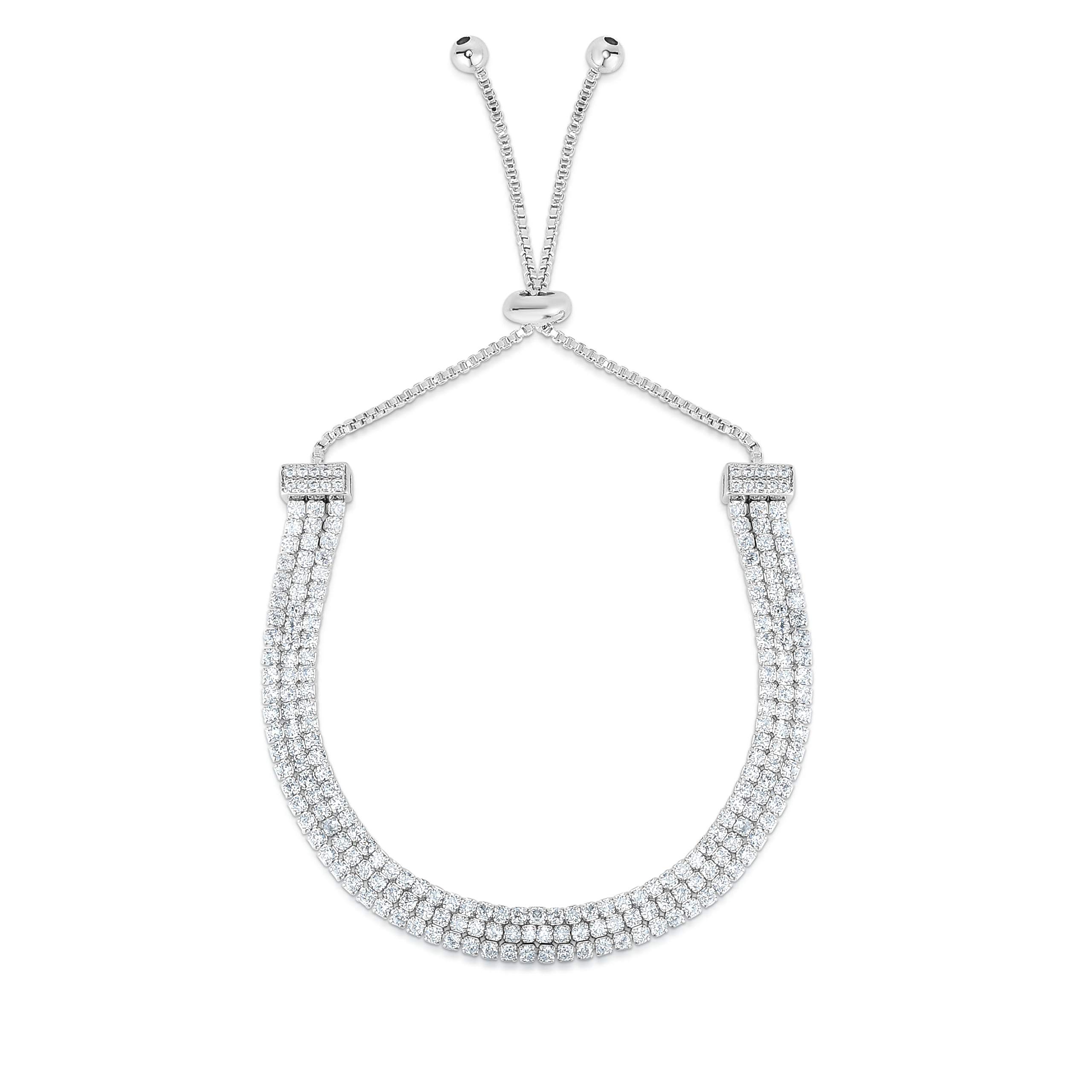 Simulated Diamond Adjustable Bolo Bracelet for Women for Anniversary, Birthday, Valentine, Graduation, Mother's Day