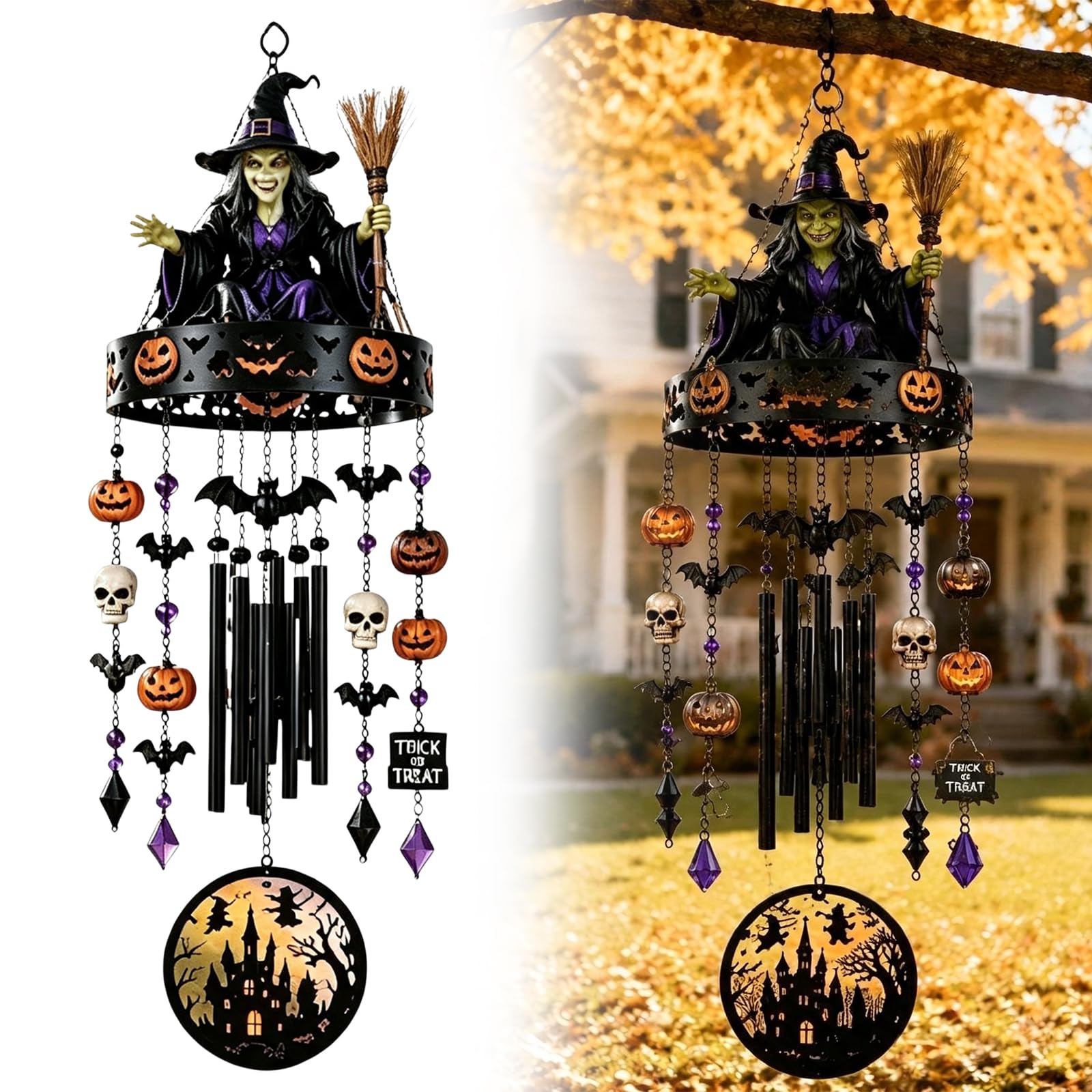 Décoration Fenêtre Et Jardin Halloween Mobile Suspendu Résistant À Rouille