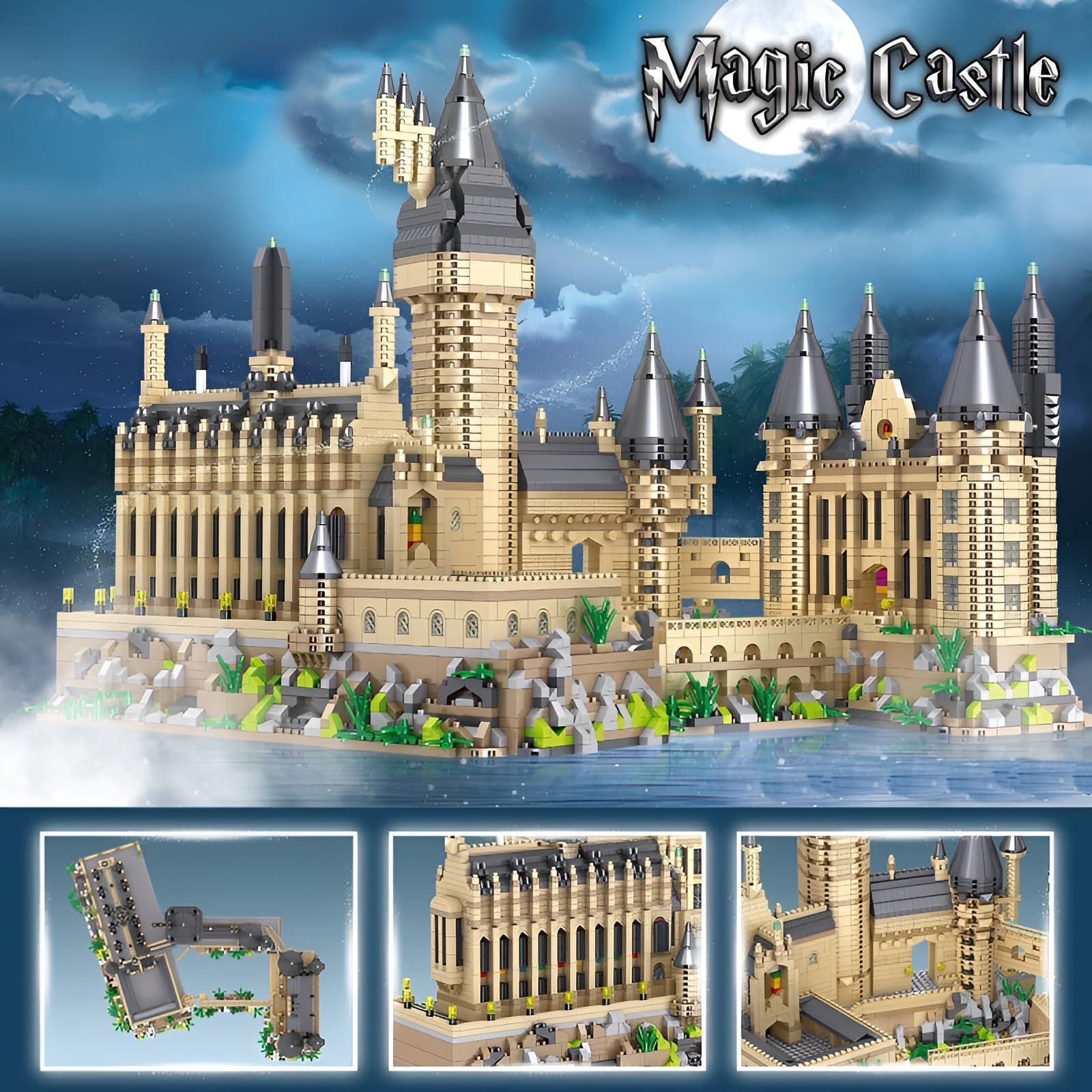 Magische Welt Schloss Mini Bausteine Bausatz, 5800+Stück Konstruktionen Modell Spielzeug, STEM Film Sammlerstück Harry Micro Klemmbausteine, Ideen Geschenke für Erwachsene und Haus Büro Dekor