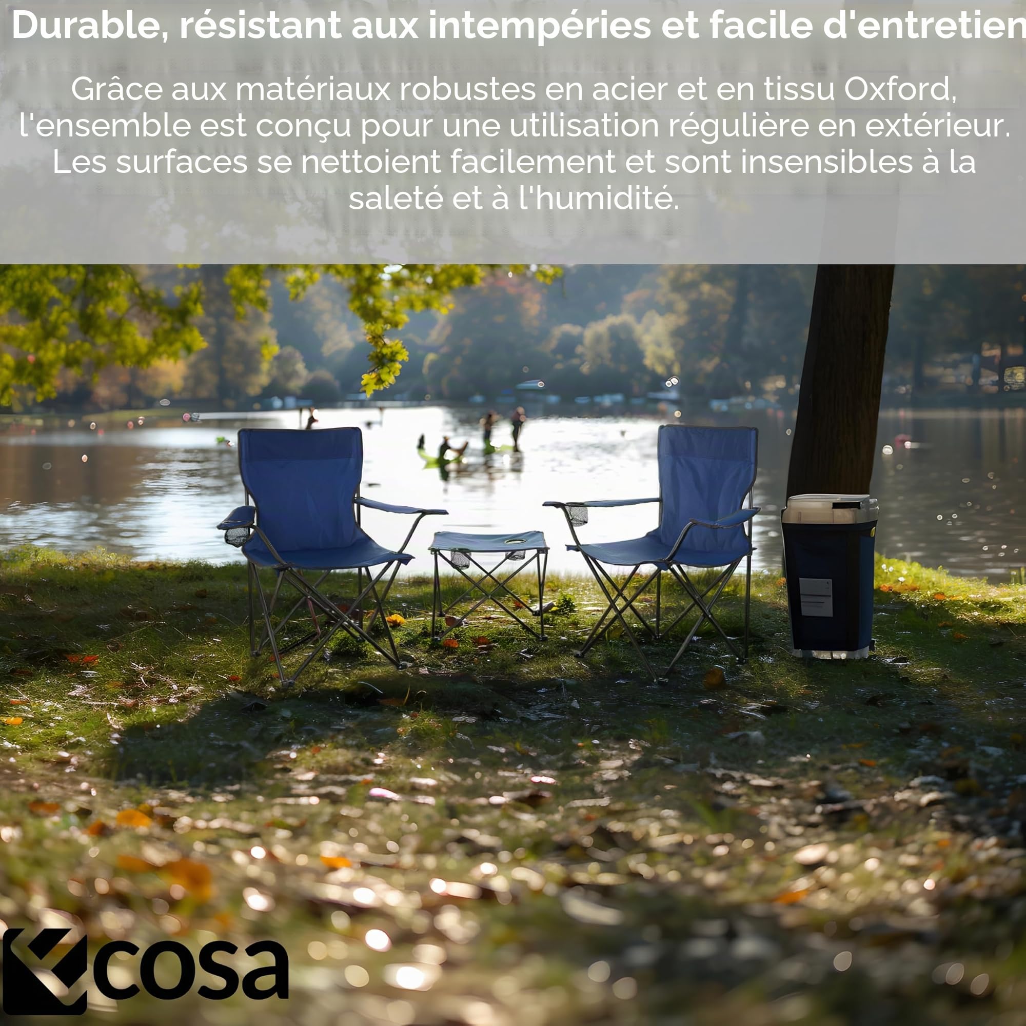 ecosa® Lot de 2 chaises de camping avec table - 2 chaises pliantes et table de camping pliables - Meubles de camping d'extérieur portables avec sac de transport - Jusqu'à 150 kg - Pour camping, jardin