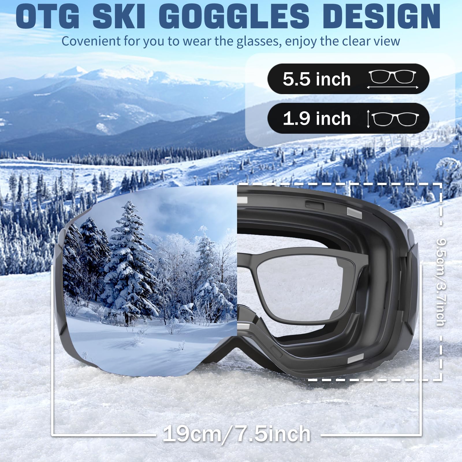 COOLOO Snow/Ski Goggles, Snowboard Goggles for Men Women Youth