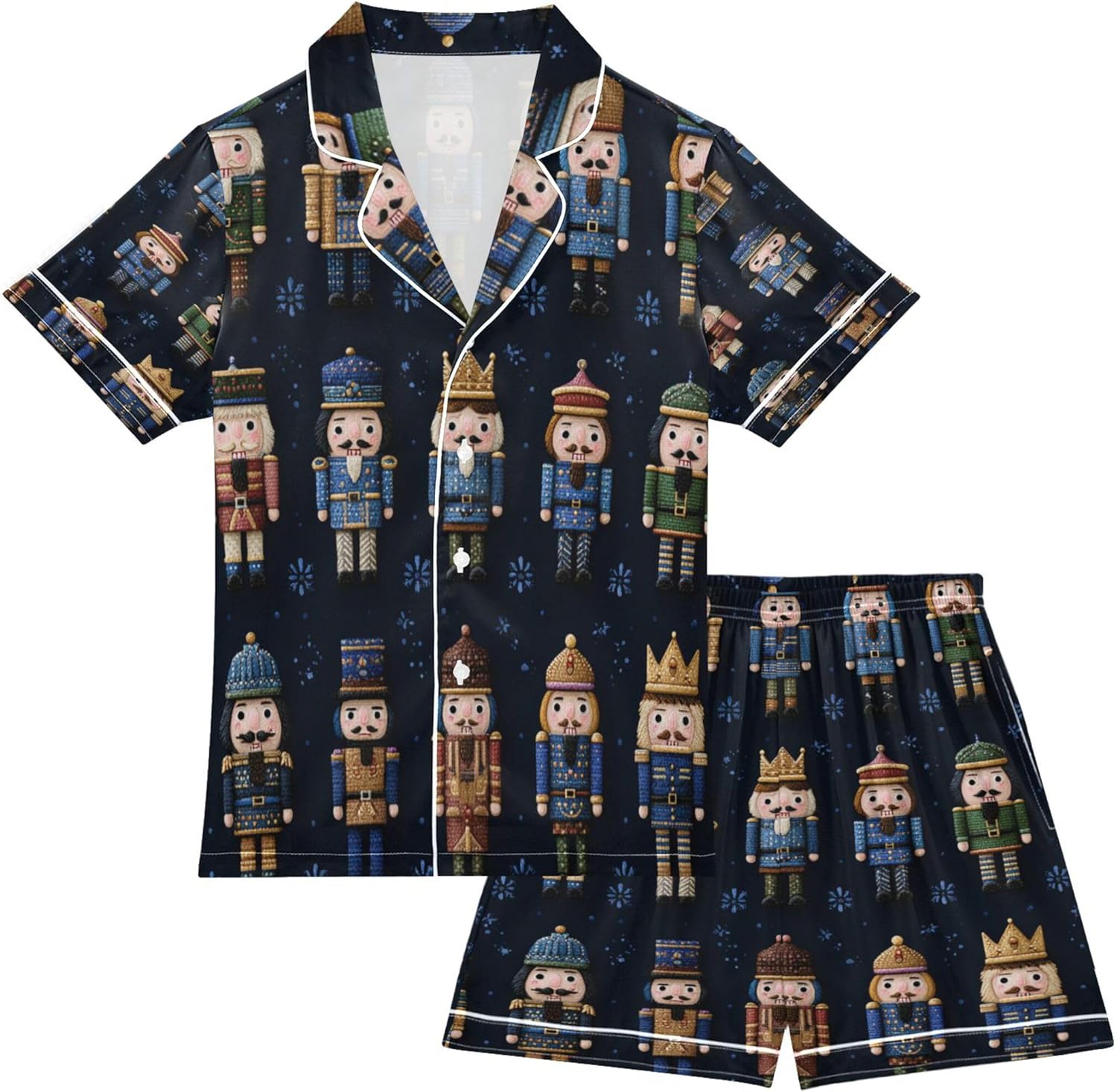 Silk Pajama Sets Short Sleeve Pajamas Soft Sleepwear 2 Piece Pjs Set