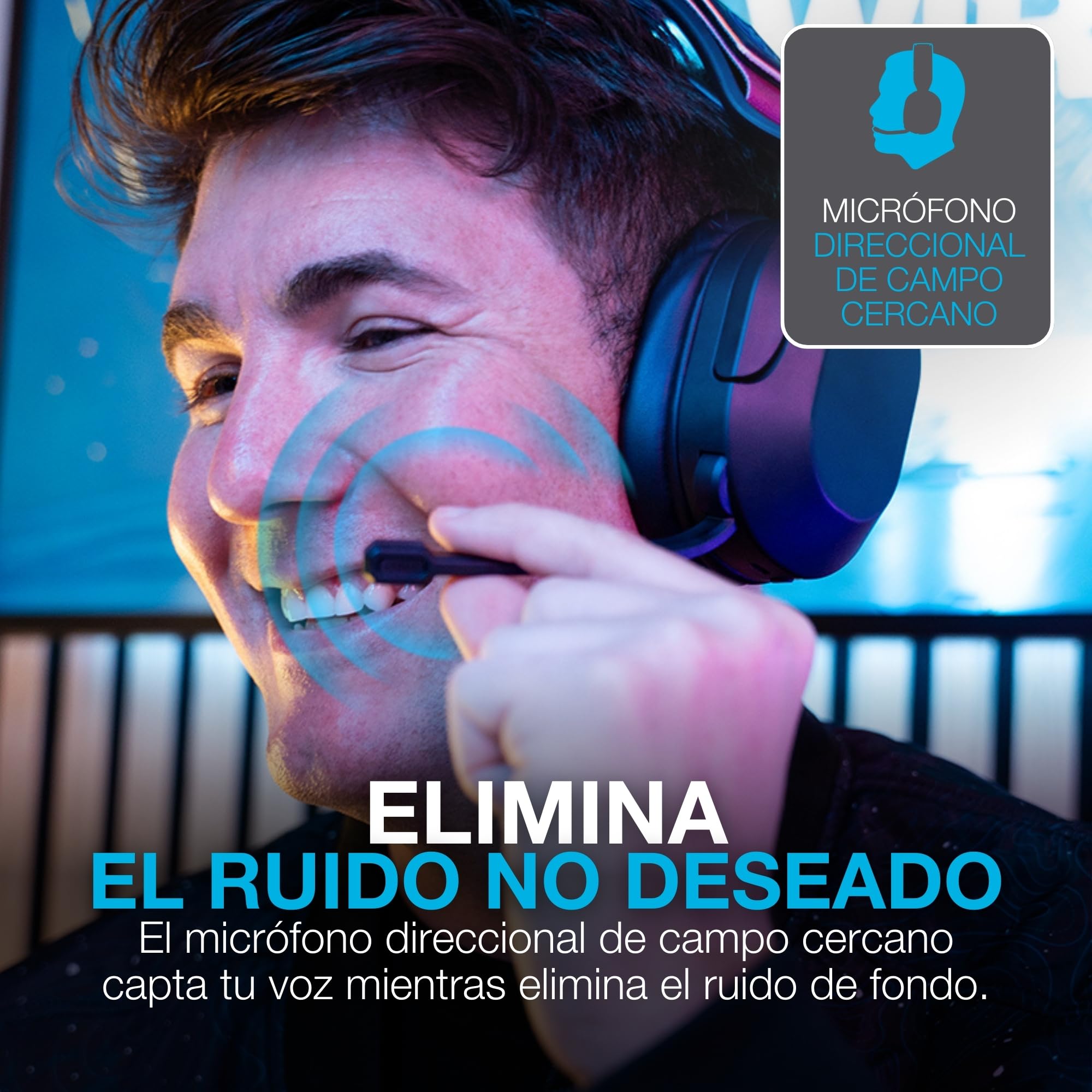 JLab Nightfall Auriculares Gaming Inalámbricos Over-Ear - Auriculares Gaming con Micrófono para PC/PlayStation/Nintendo Switch - Controlador de 50mm, Almohadillas de Espuma Cloud