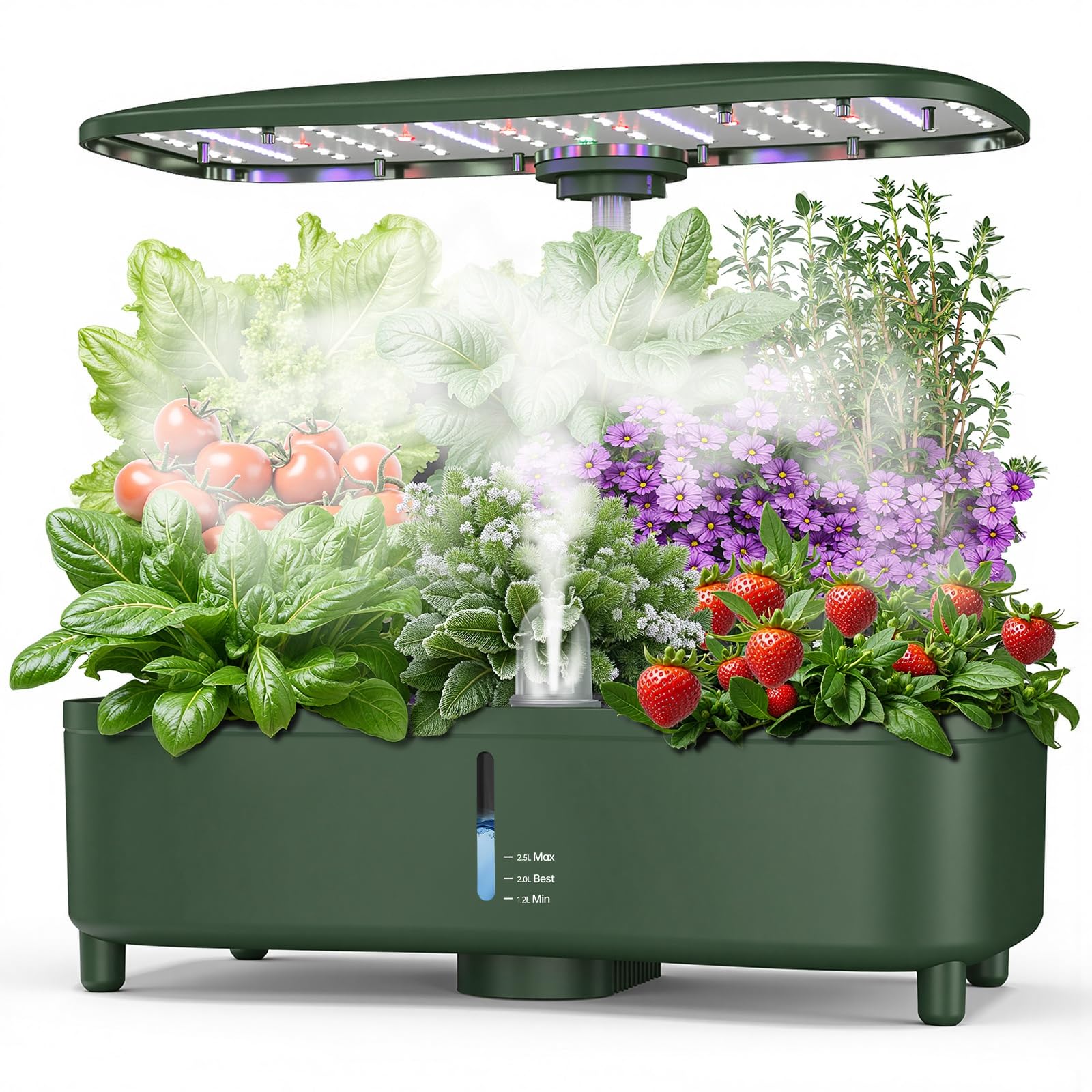 Système de Culture Hydroponique, Kit de Jardin d'herbes Intérieur 15 Pots, Smart Garden avec Minuterie, Lampe LED à Complet, Hauteur Réglable Jusqu'à 20", Réservoir de 5L