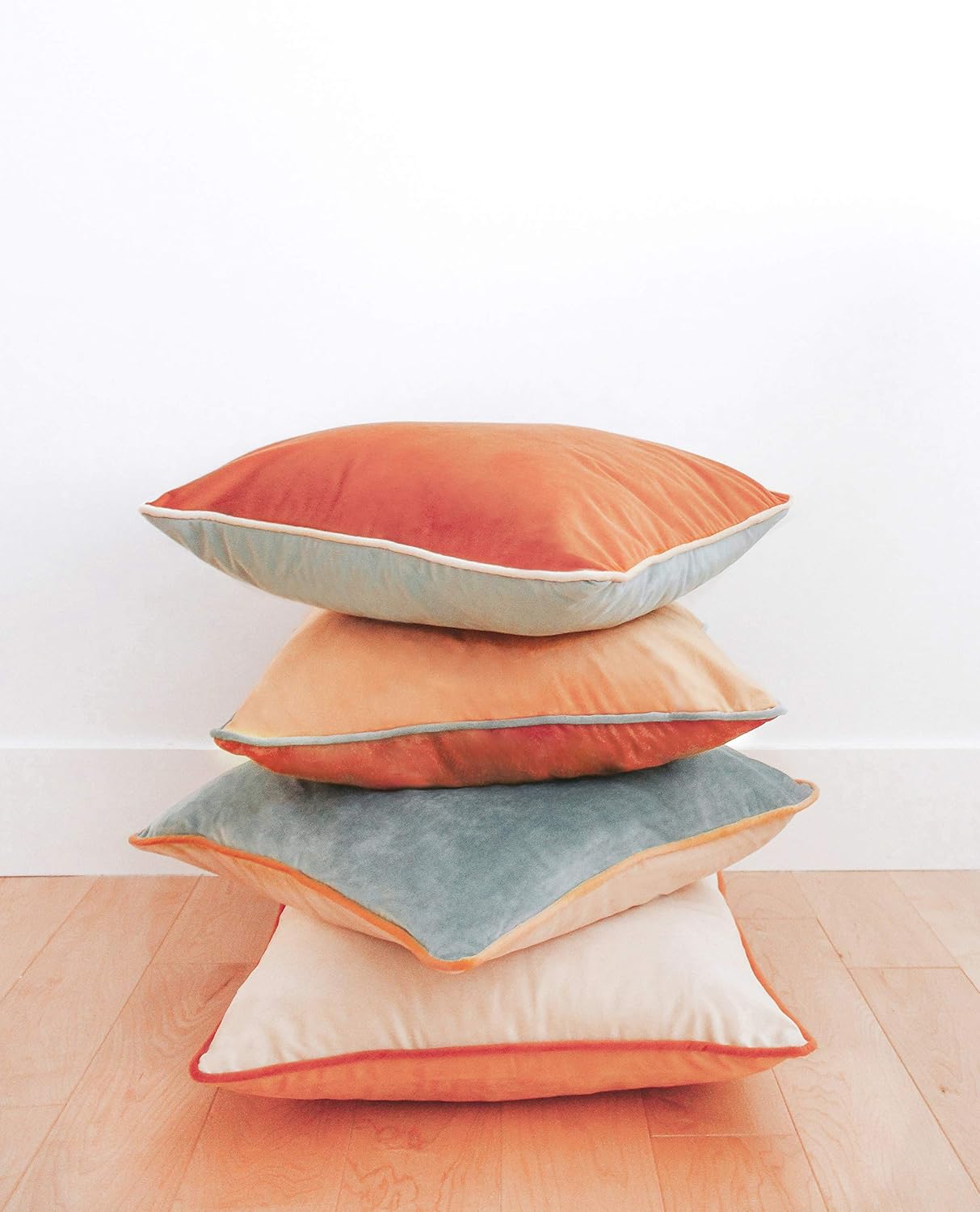 MONDAY MOOSE Decorative Throw Pillow Covers Cushion Cases, Set of 4 (18” x 18”) Soft Velvet Modern Double-Sided Designs, Mix and Match for Home Decor, Pillow Inserts Not Included (Orange/Teal) : Home & Kitchen