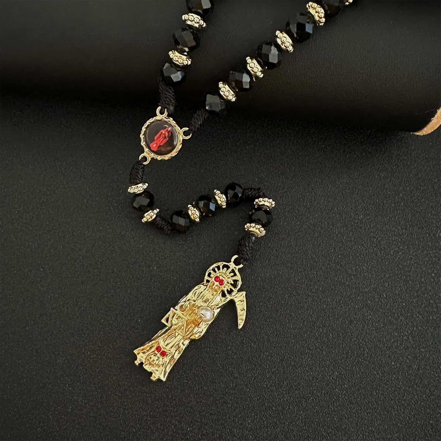 Santa Muerte Necklace Rosaries Beads Holy Death's Necklace Blessing Crafted Rosario de la santa muerte Prayer Gift For Men and Women - Image 6