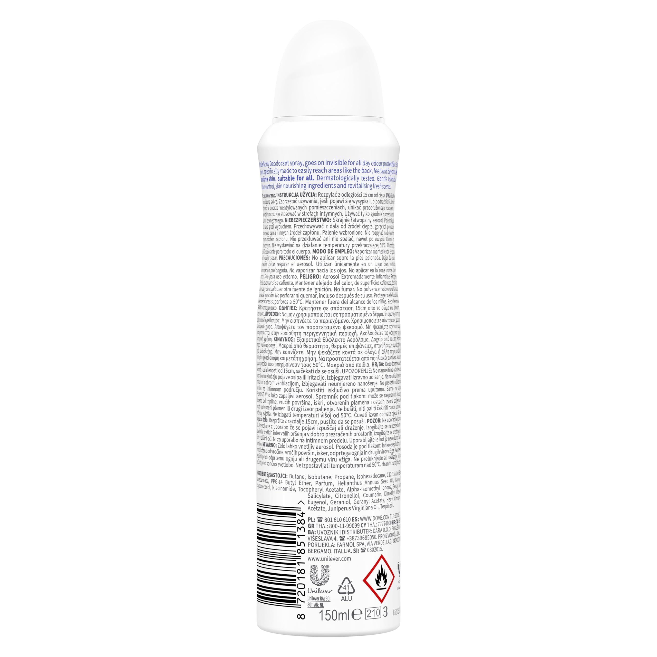 Dove Aerosol All Over Body Original 150ml