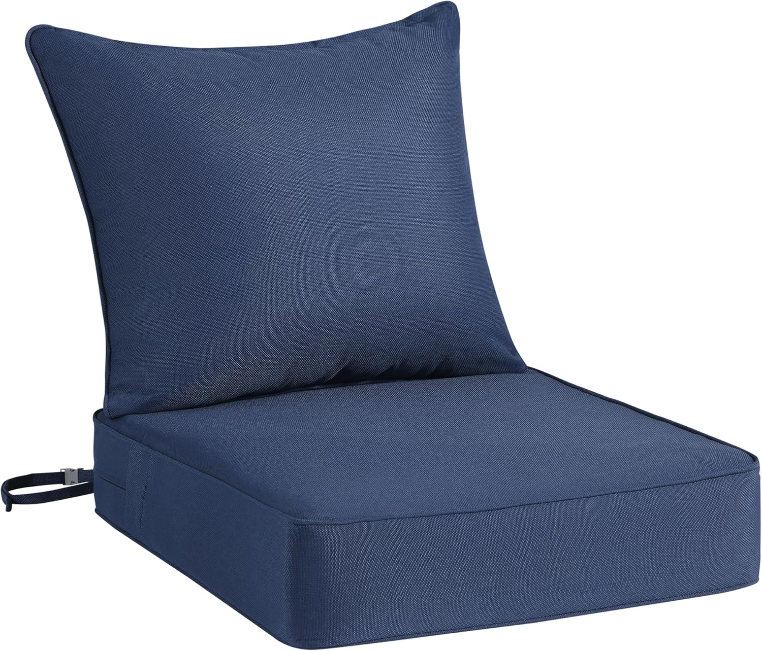 Patio Furniture Cushion Set, 24 x 24 x 6 Extra Thick Deep Seat Outdoor Chair Cushions for Patio Furniture, Olefin Replacement Set, Water Resistant, Removable Cover, Ties and Handle, Blue