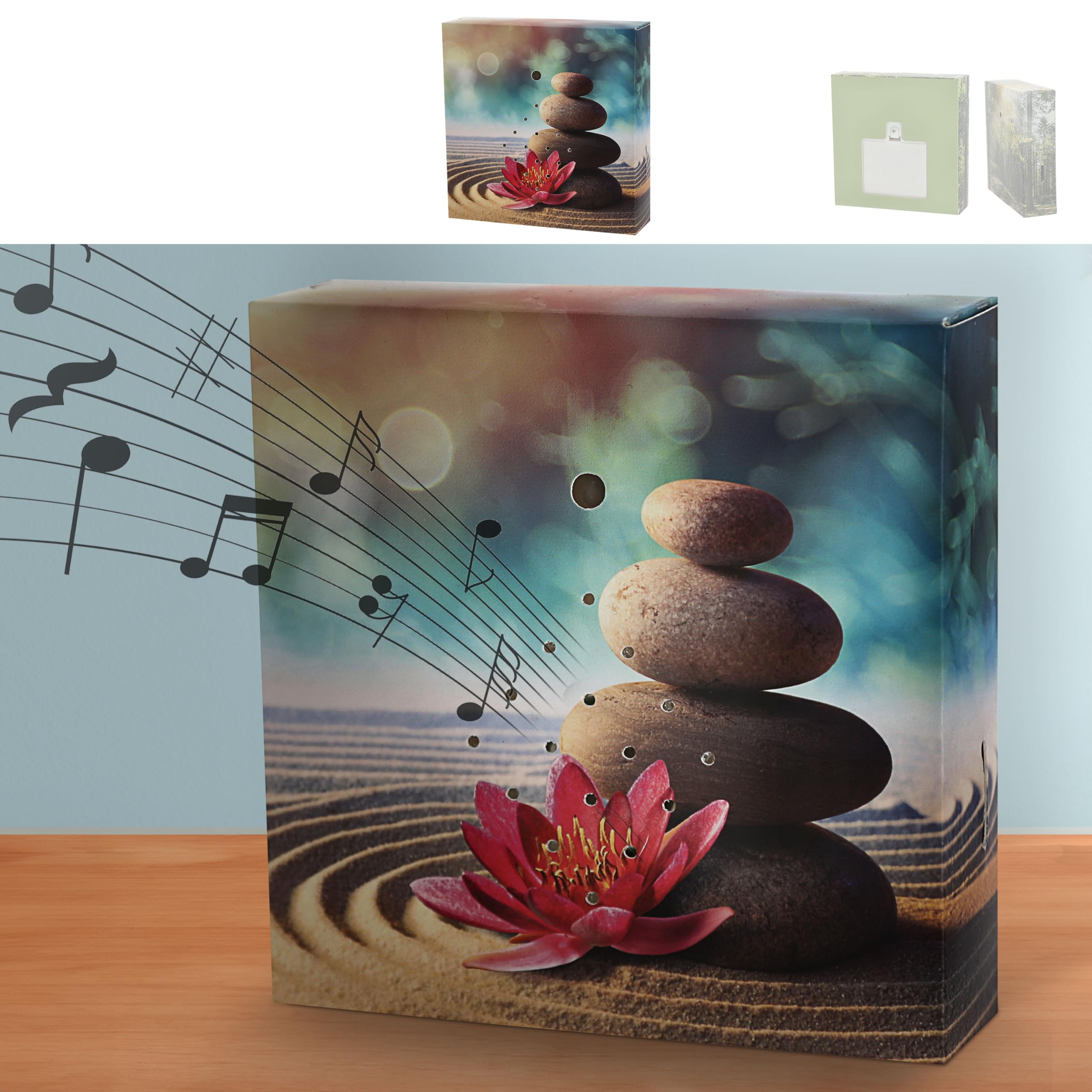 Soundbox 'Steine' Bewegungssensor | 12x12x3,5cm Pappe Kunststoff | Meditationssound Lautstärke regulierbar (1 x Soundbox Steine)
