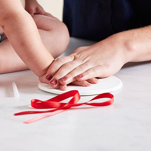 Miniatura 3 de Lil Peach - Kit de adorno de recuerdo personalizado con estampado de huellas o huellas de bebé para capturar el estampado del bebé, redondo,